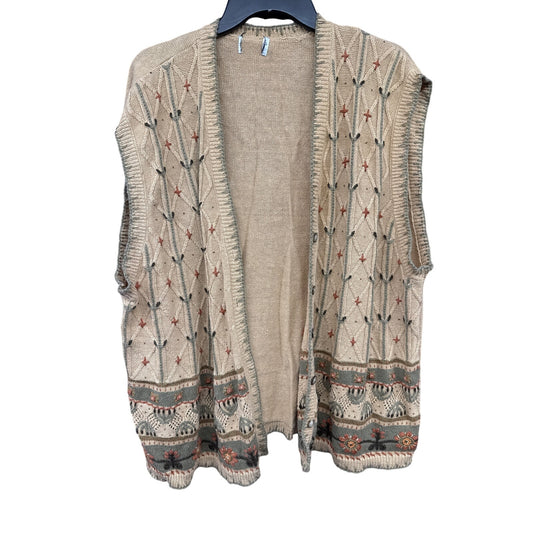Vintage Earthy Boho Cardigan Vest Cream Green Floral Gorpcore XL Wool Cotton