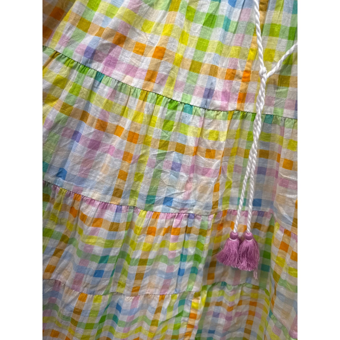 Playa Lucila Maxi Dress In Rainbow Gingham Large Cottage Pride Boho