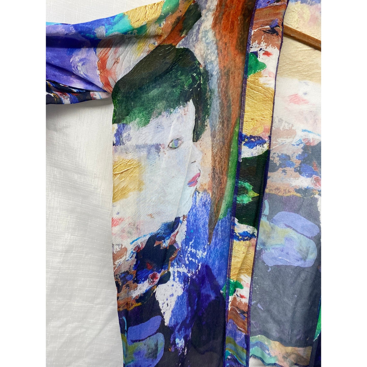 Sterling Styles Women's Artsilk Kimono Duster Handkerchief Flowy Watercolor
