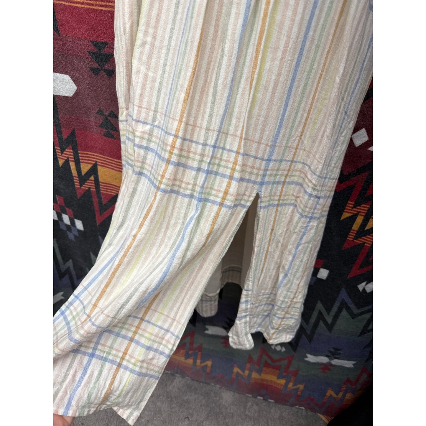 Madewell Women's Striped Rainbow Midi XXS Linen Dress Beach Vacation Resort Pink