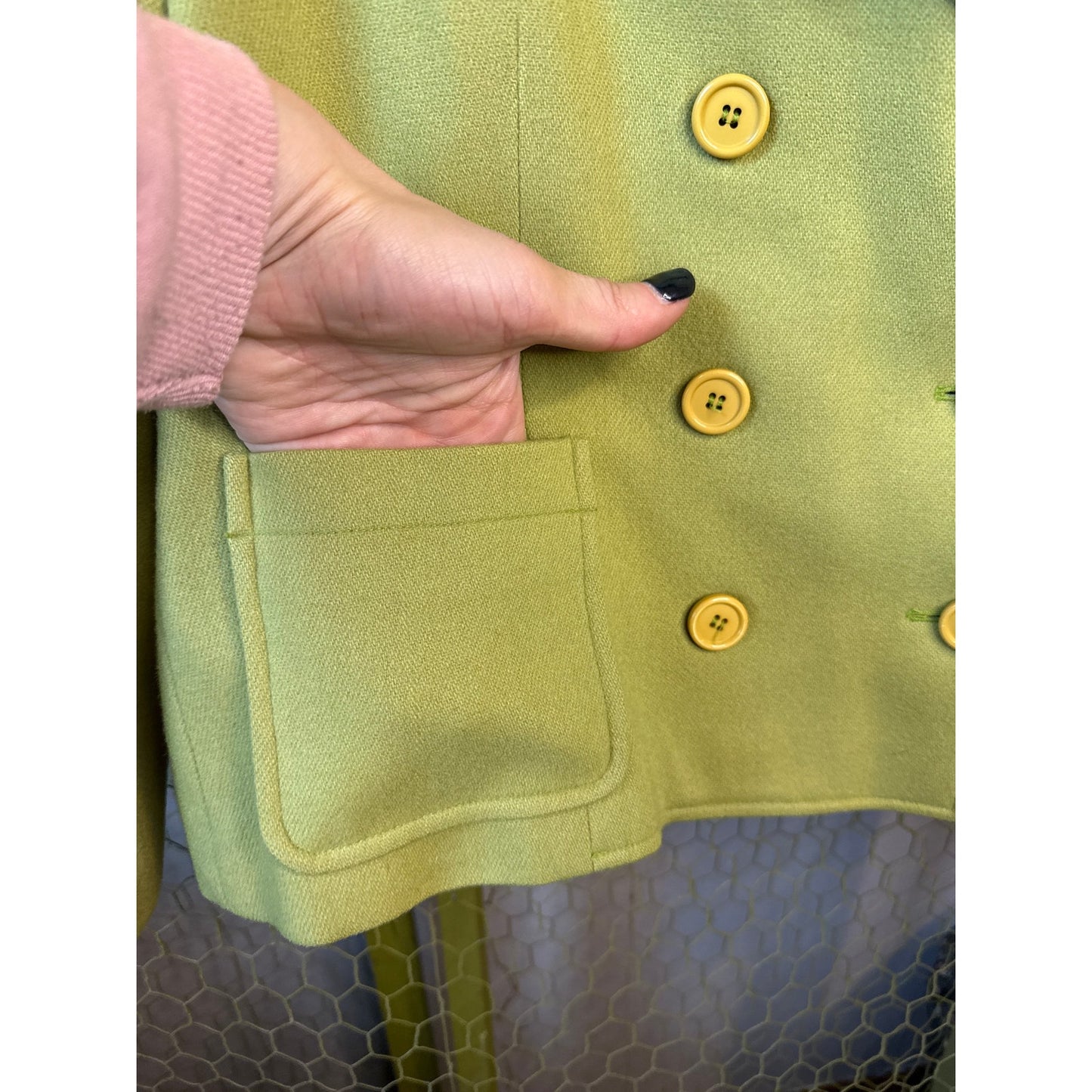 NY jeans Medium Pea Coat Fit Jess from New Girl Quirky Teacher Kelly Green