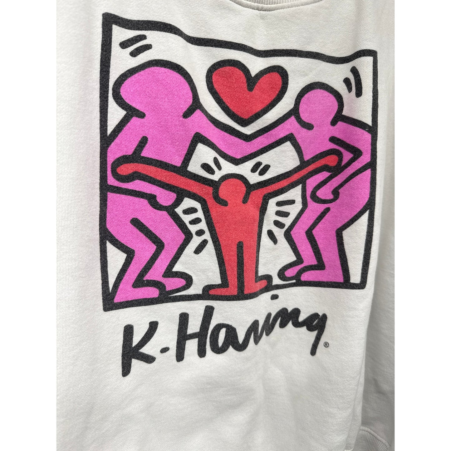Keith Haring Sweatshirt Cotton:On XXL Pink Oversized Streetwear Love Artsy