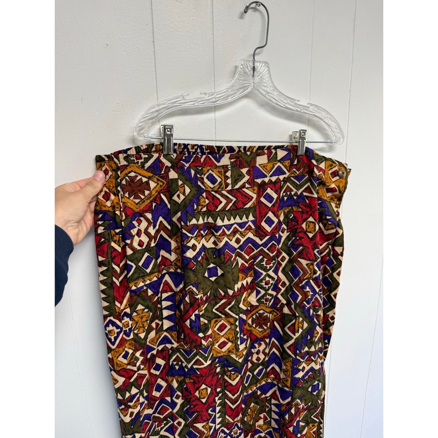 Vintage Tribal Aztec BoHo Artsy Pencil Skirt Wrap Design Stretchy