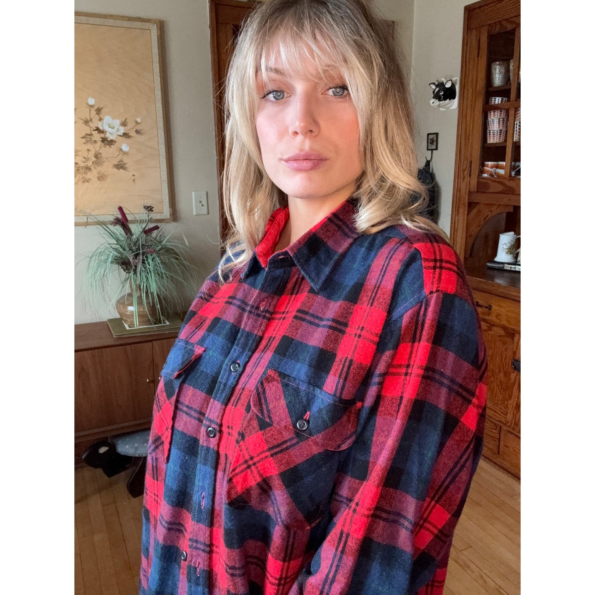 FieldMaster Vintage 80s Flannel Button Down shirt Tall XXL Lumberjack Wool Plaid