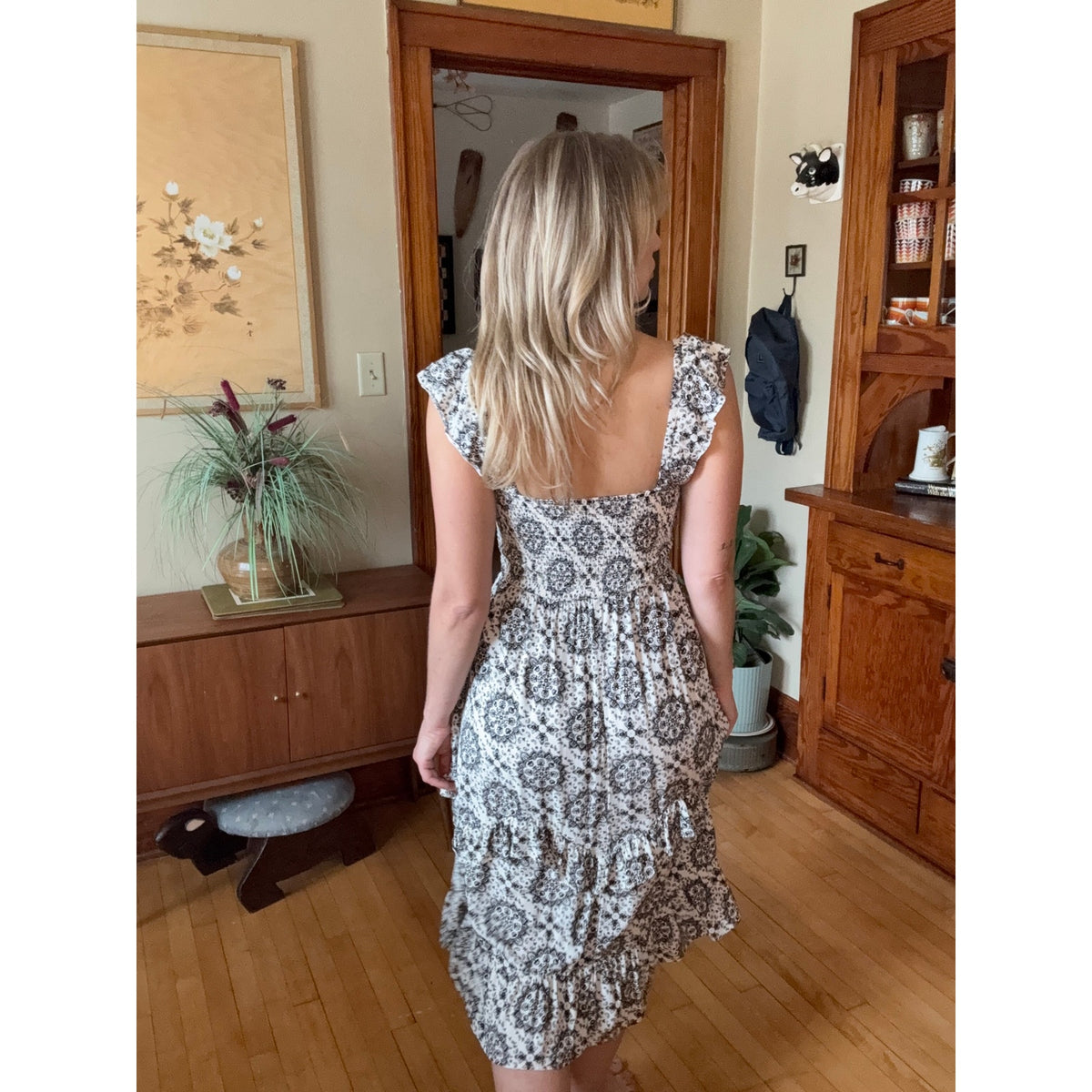 Maurices Small Dress Cotton Black White Prairie Western Saloon Paris Sexy Rodeo