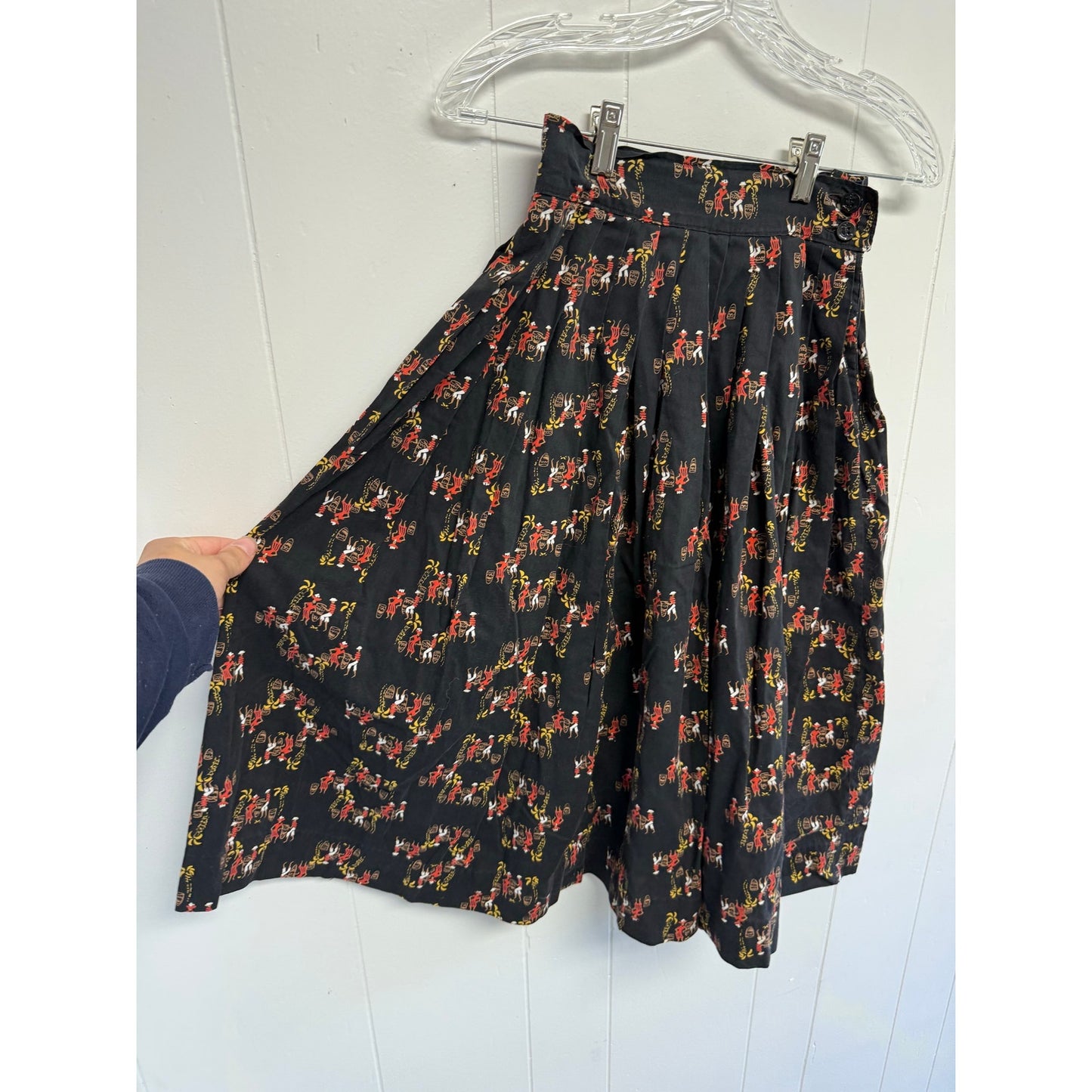 Vintage Homemade 70s Dancing Skirt Size 0 with Bananas Bongos Spanish Vibes