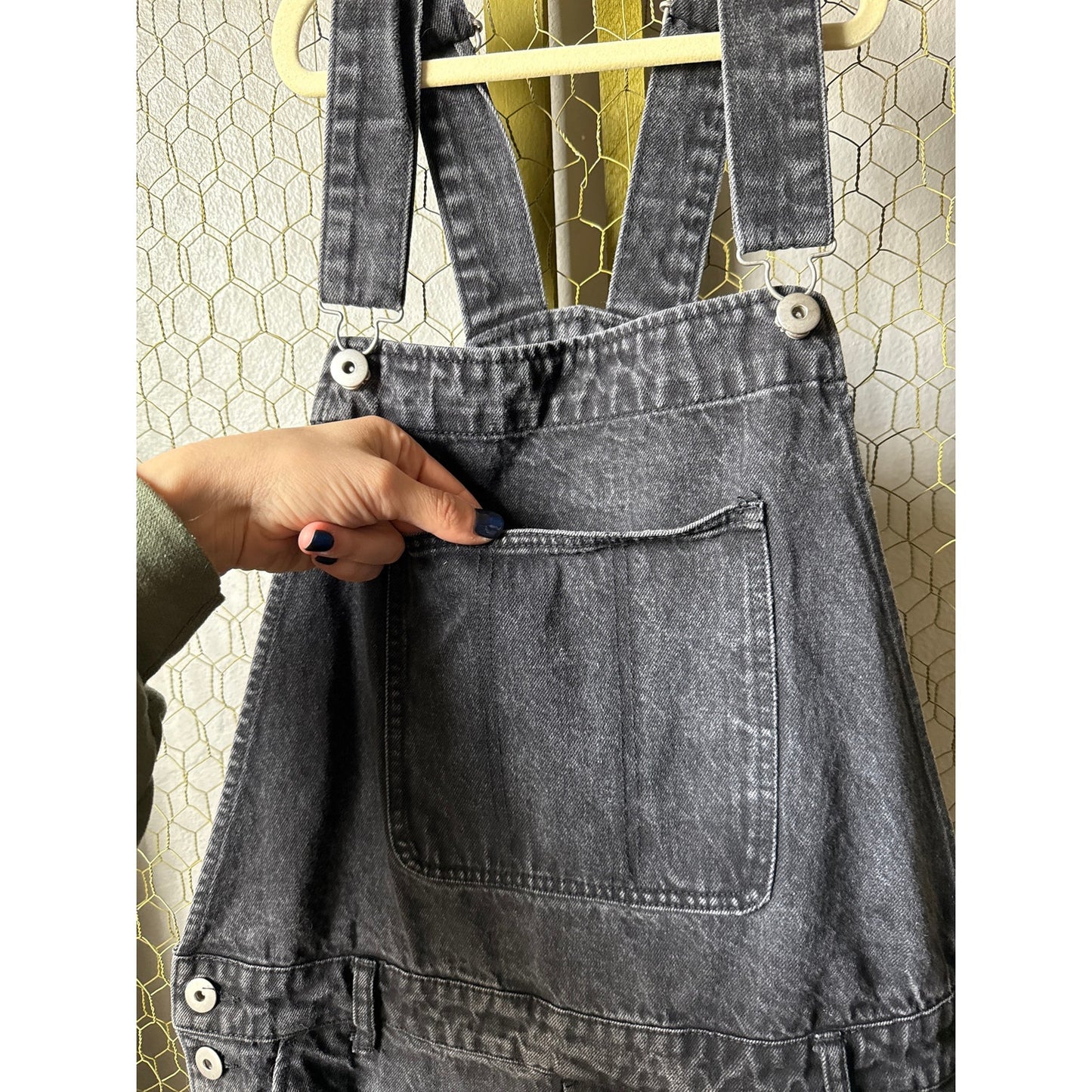 Forever 21 Men's Large Unisex Cut Off Black Distressed Overalls Grunge Skater