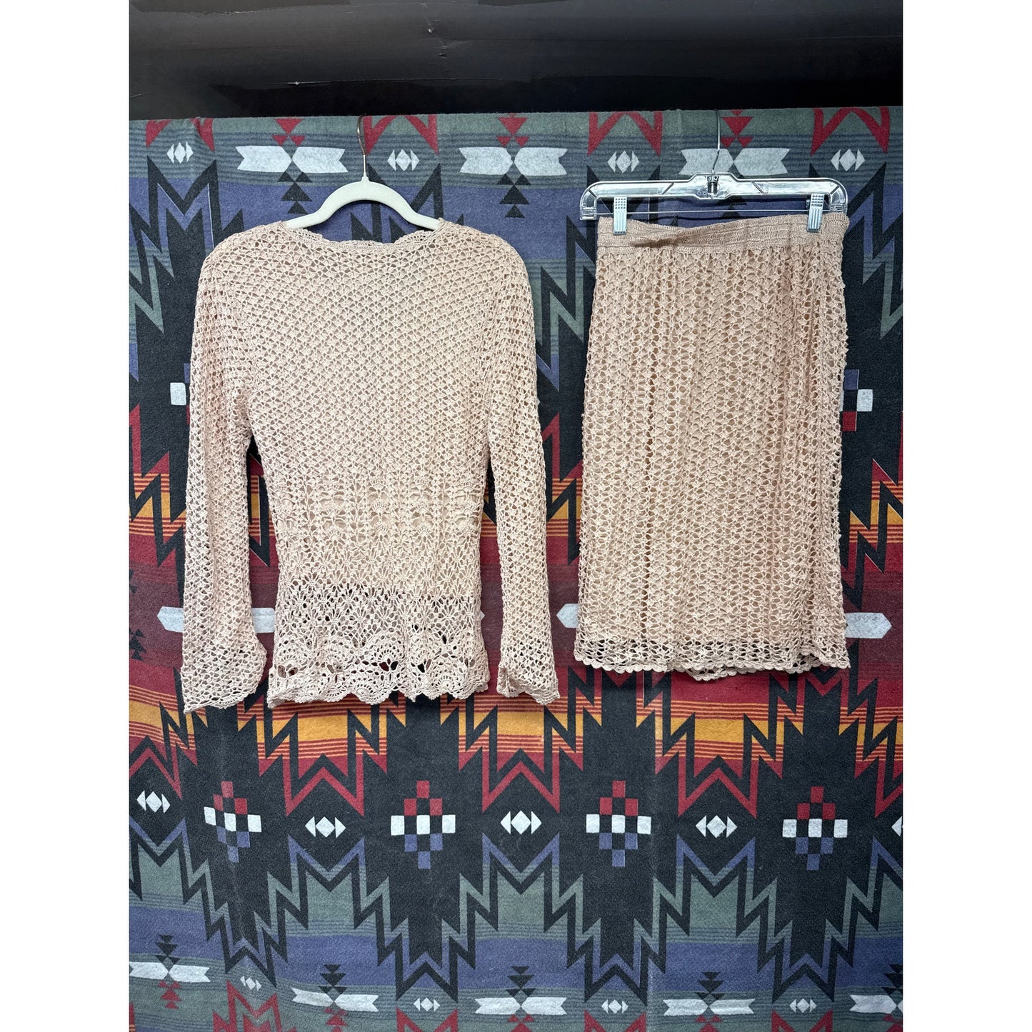 Spiegel Pink Crotchet Knit Skirt Set  Gilmore Girls Y2K 90s Girly Whimsy Small