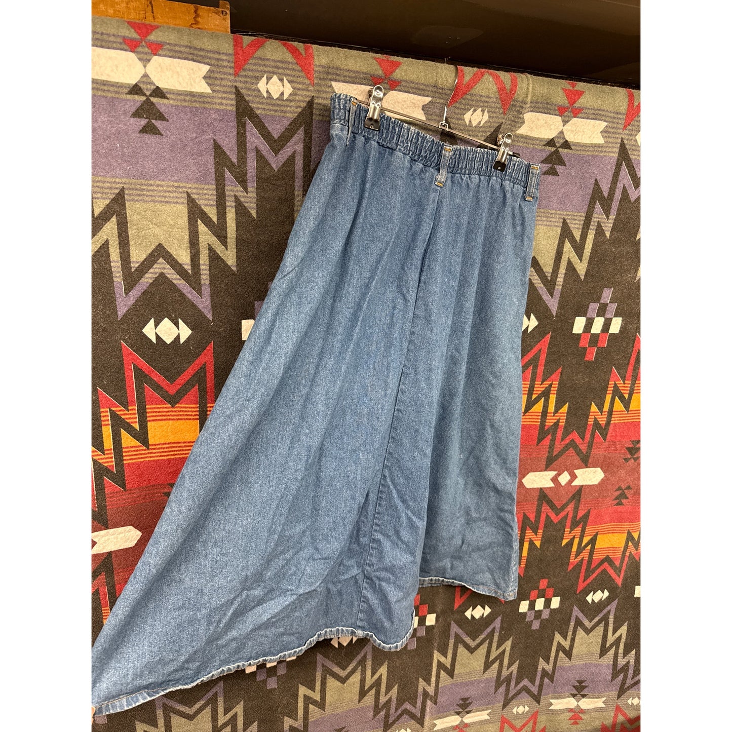 Vivaldi Denim Chambray Circle Swing Western Skirt Vintage 12