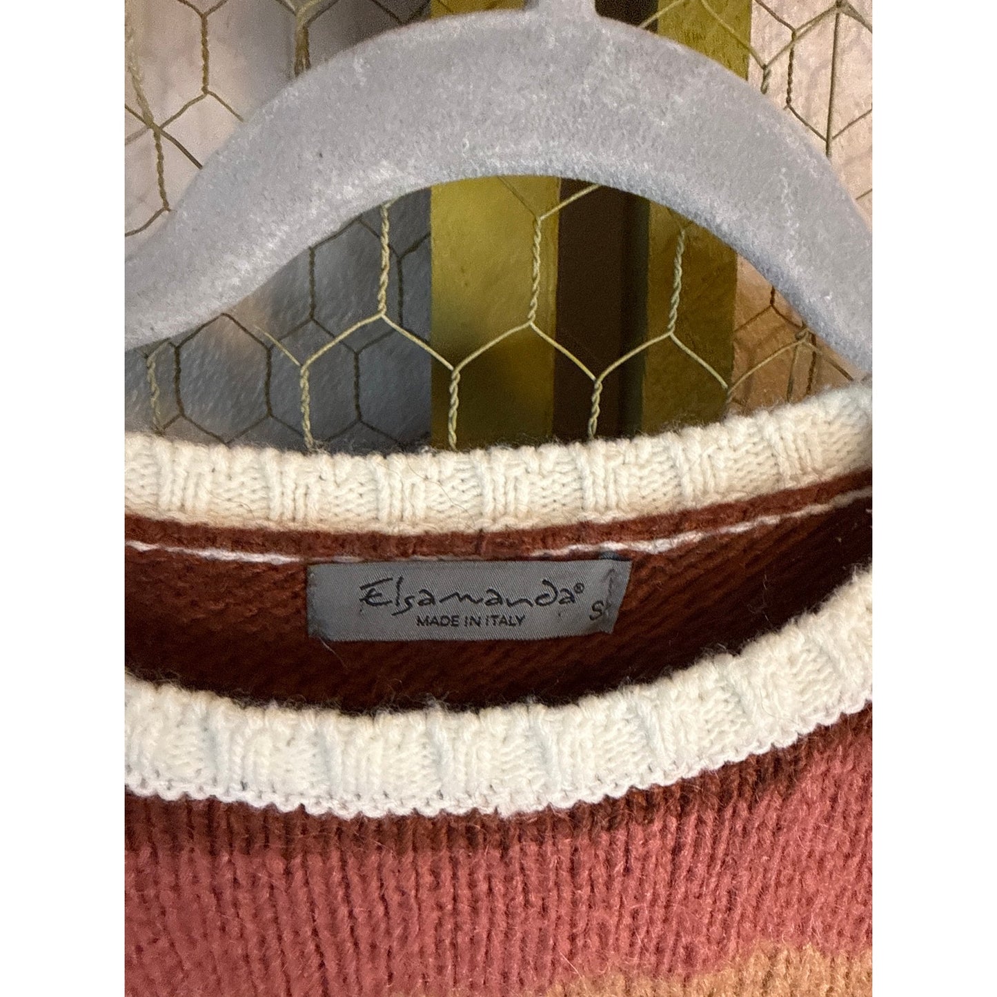 Elsamanda Women's Sweater, Made in Italy, Size small, Orange and Red