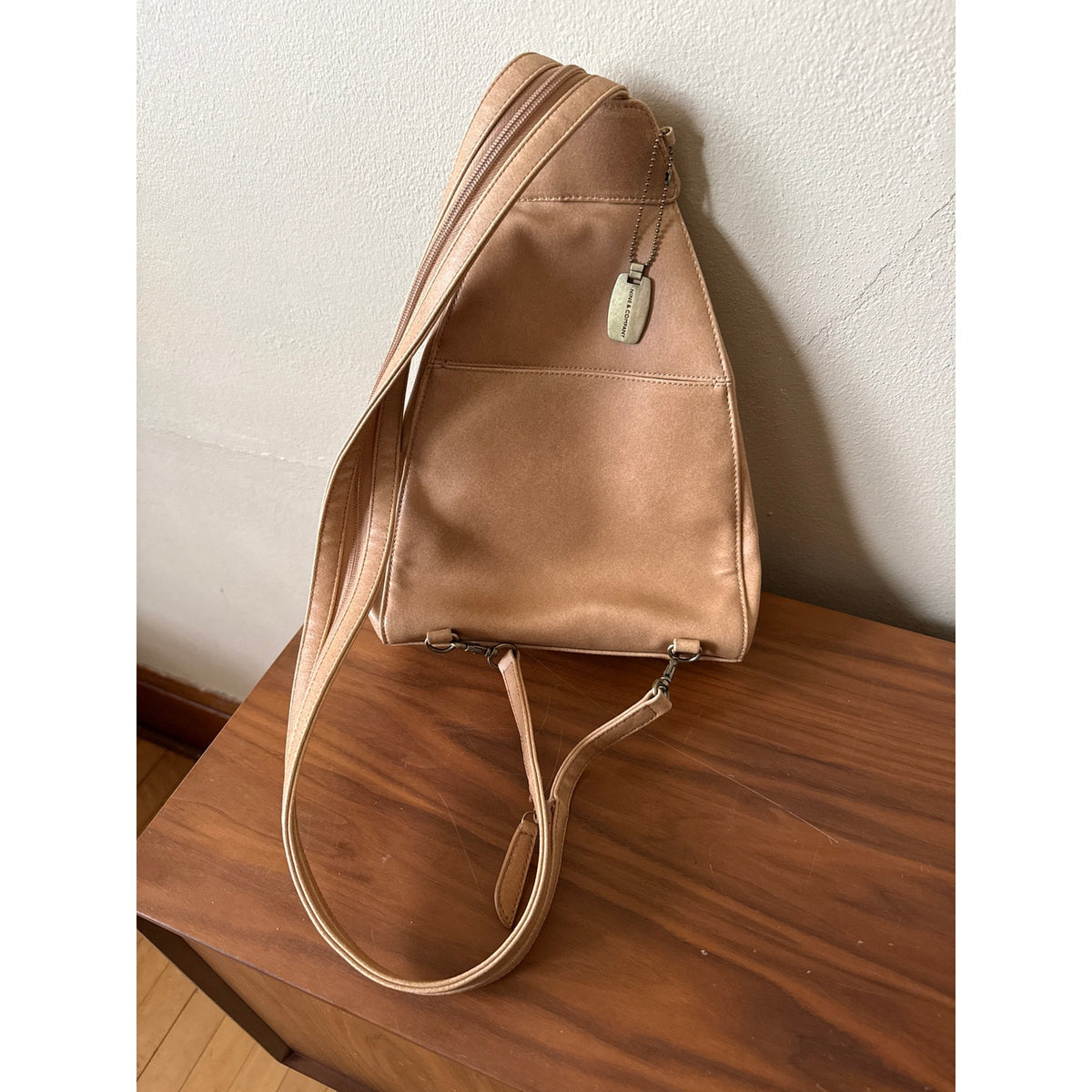 Y2K Vintage Nine and Company Tan Backpack Faux Leather Sling Bag