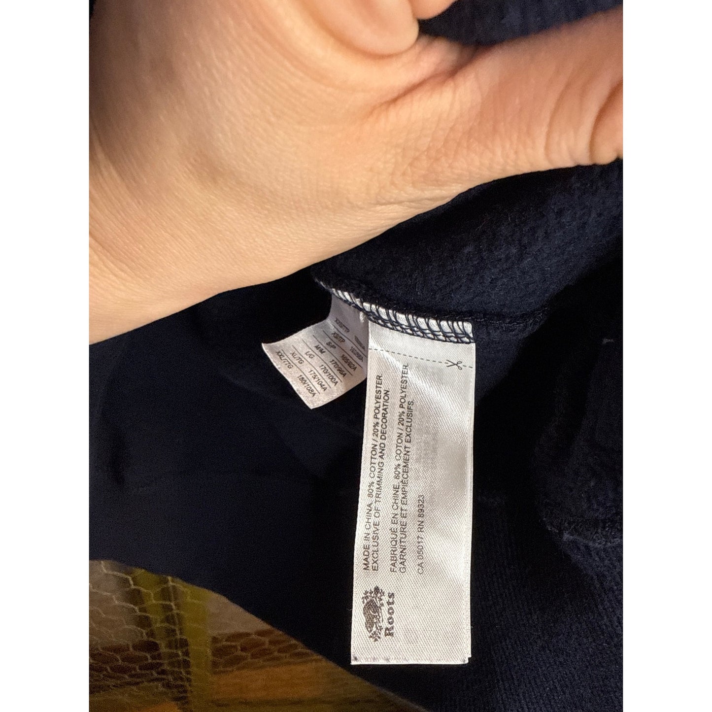 Navy Roots Quarter Zip Sweatshirt, Size 2XL