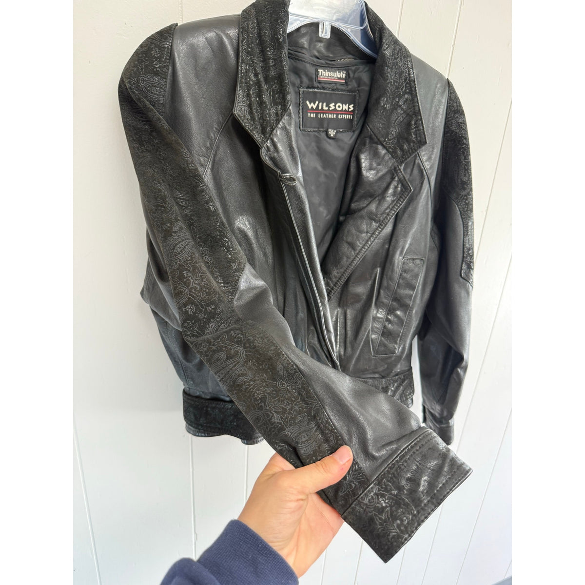 Wilson’s Womens Leather Vintage Black Leather Moto Jacket Medium Suede