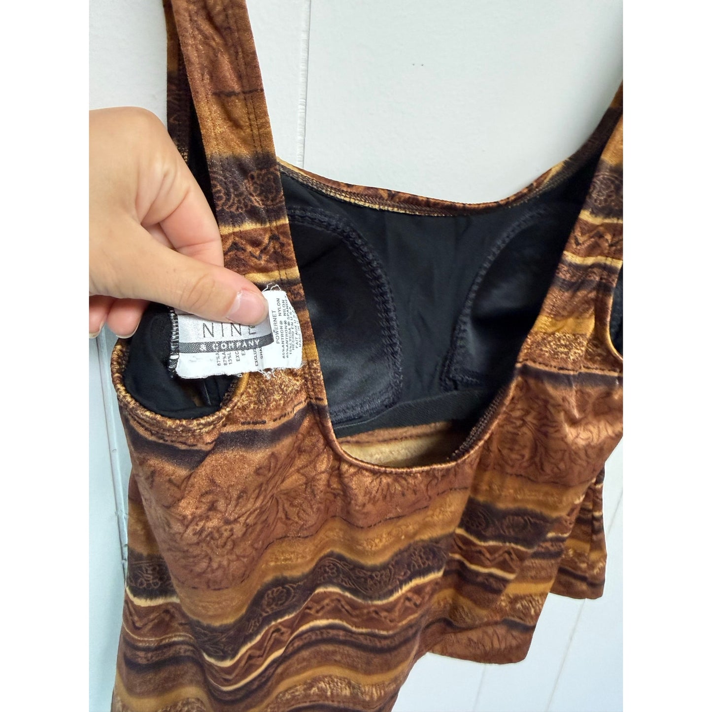 Nine and Company Vintage Two-piece Swimsuit Set Size 14 Stretchy BoHo Modest