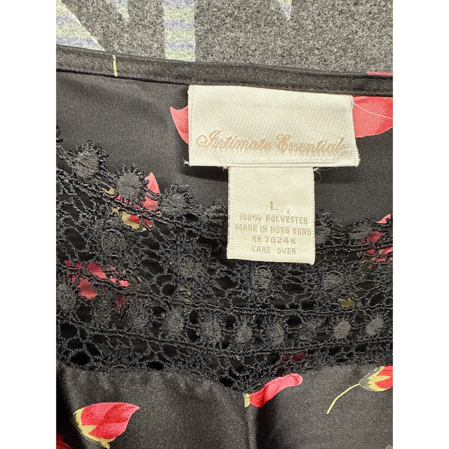 Vintage Intimate Essentials Large Nightgown  Black Tulip Pink Sleep Sexy Lingerie