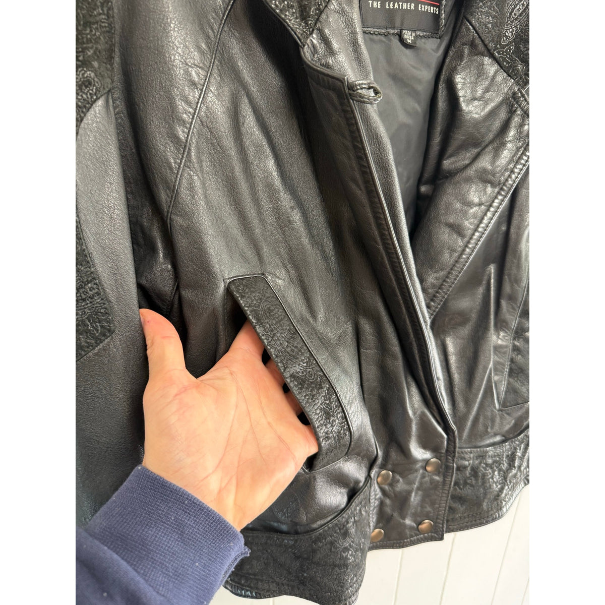Wilson’s Womens Leather Vintage Black Leather Moto Jacket Medium Suede