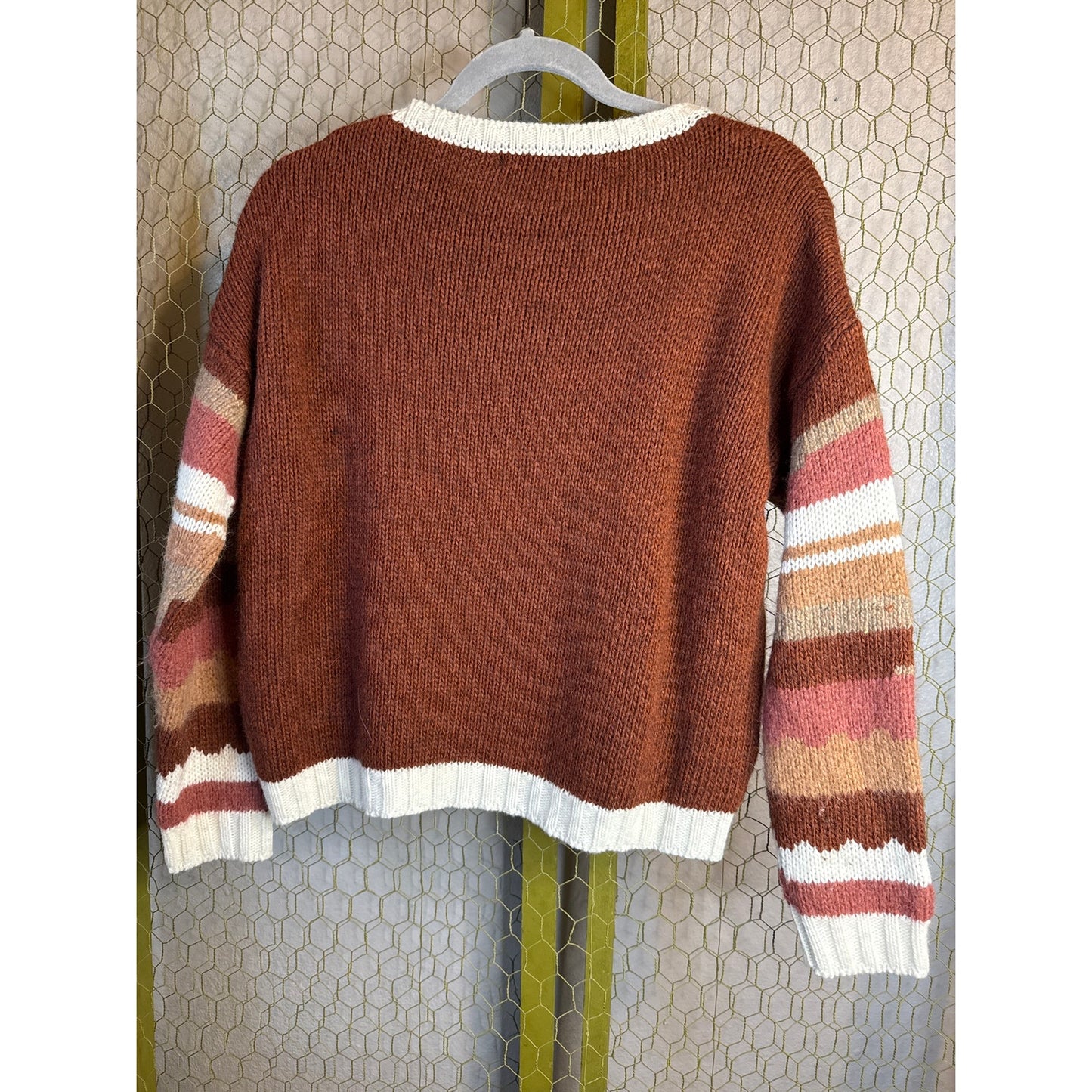 Elsamanda Women's Sweater, Made in Italy, Size small, Orange and Red