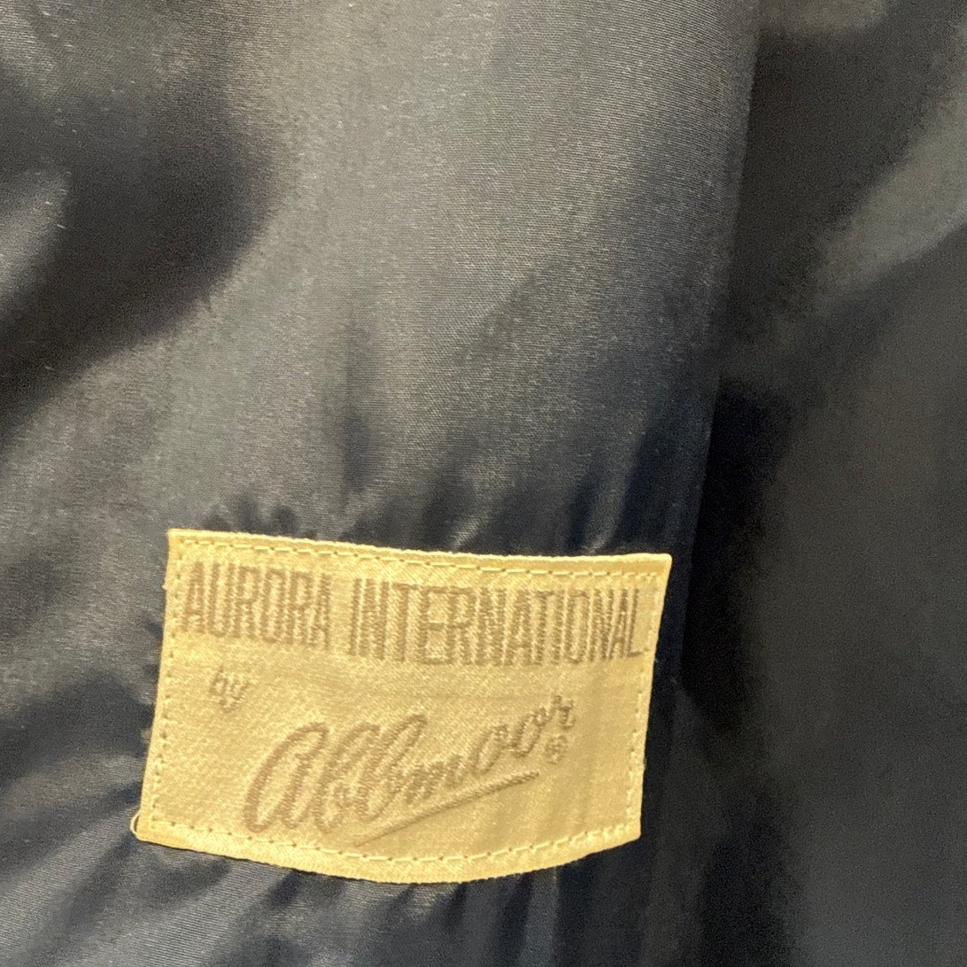 70s Vintage Aurora International Navy Quilted Large Coat Cottage England Belted