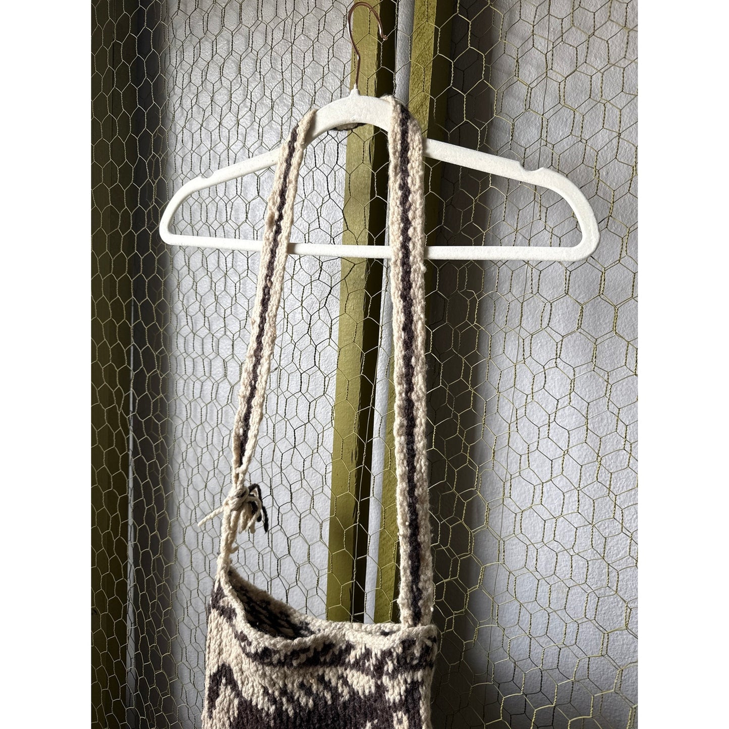 Vintage 70s Western Horse Cowgirl Rodeo Country Wool Knit Crossbody Purse