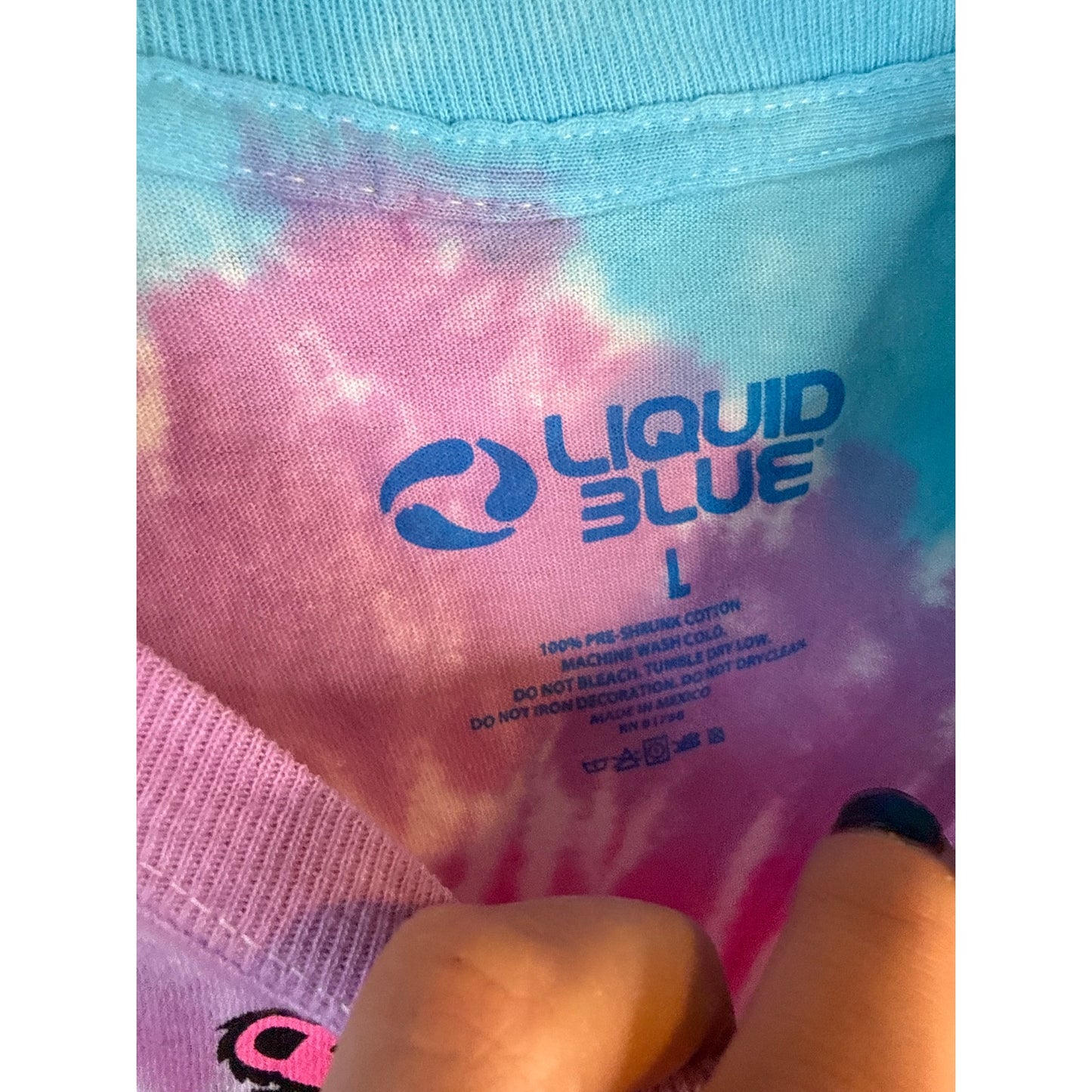 Liquid Blue Large Long Sleeve T-shirt Rainbow Pride Dancing Bears Tie-dye Hippie