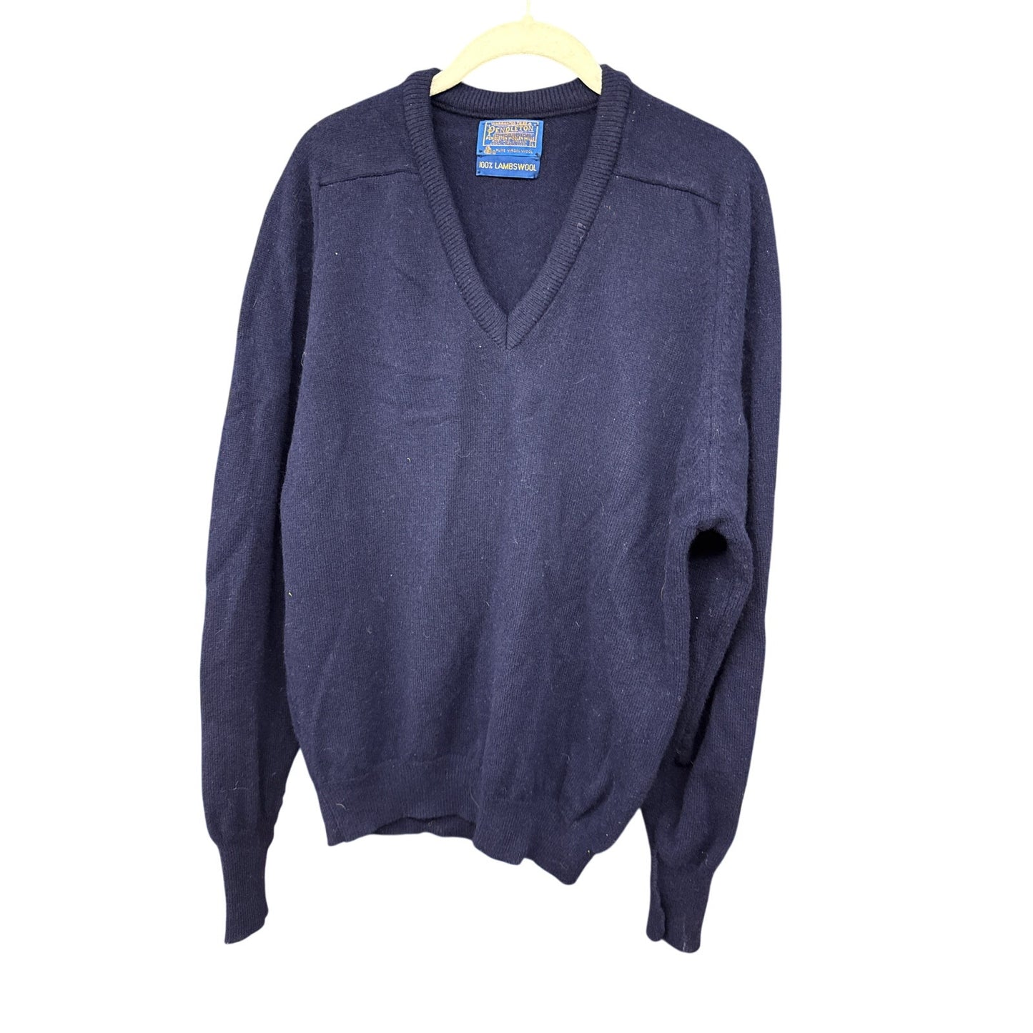 Pendleton Men's Navy Sweater Large Virgin Wool Winter Holiday
