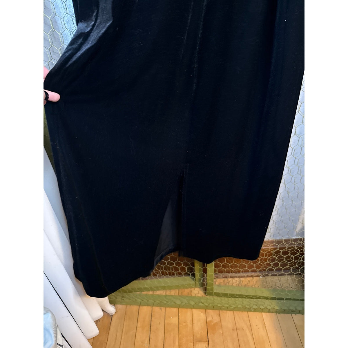Vintage Black Velvet Formal Maxi Dress Classic XL 22 Vampire Whimsygoth Emo Goth