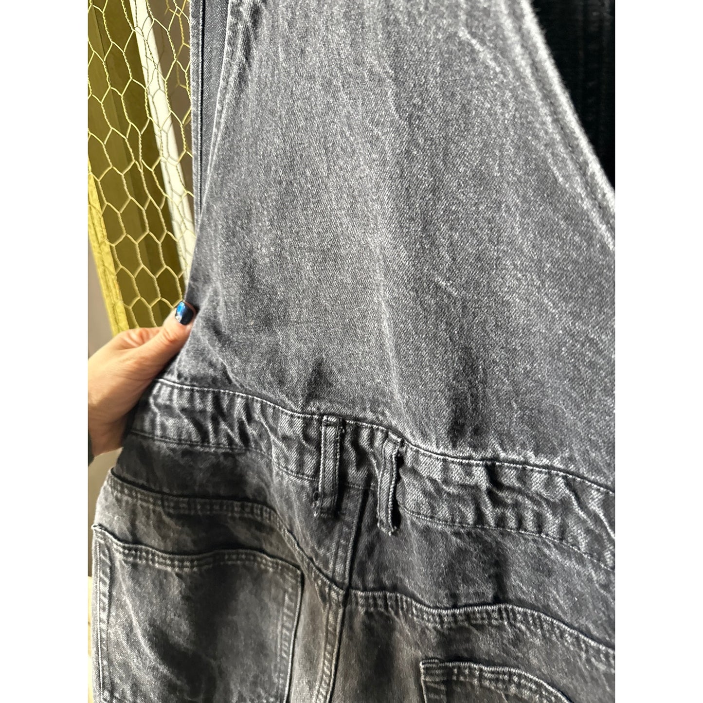 Forever 21 Men's Large Unisex Cut Off Black Distressed Overalls Grunge Skater