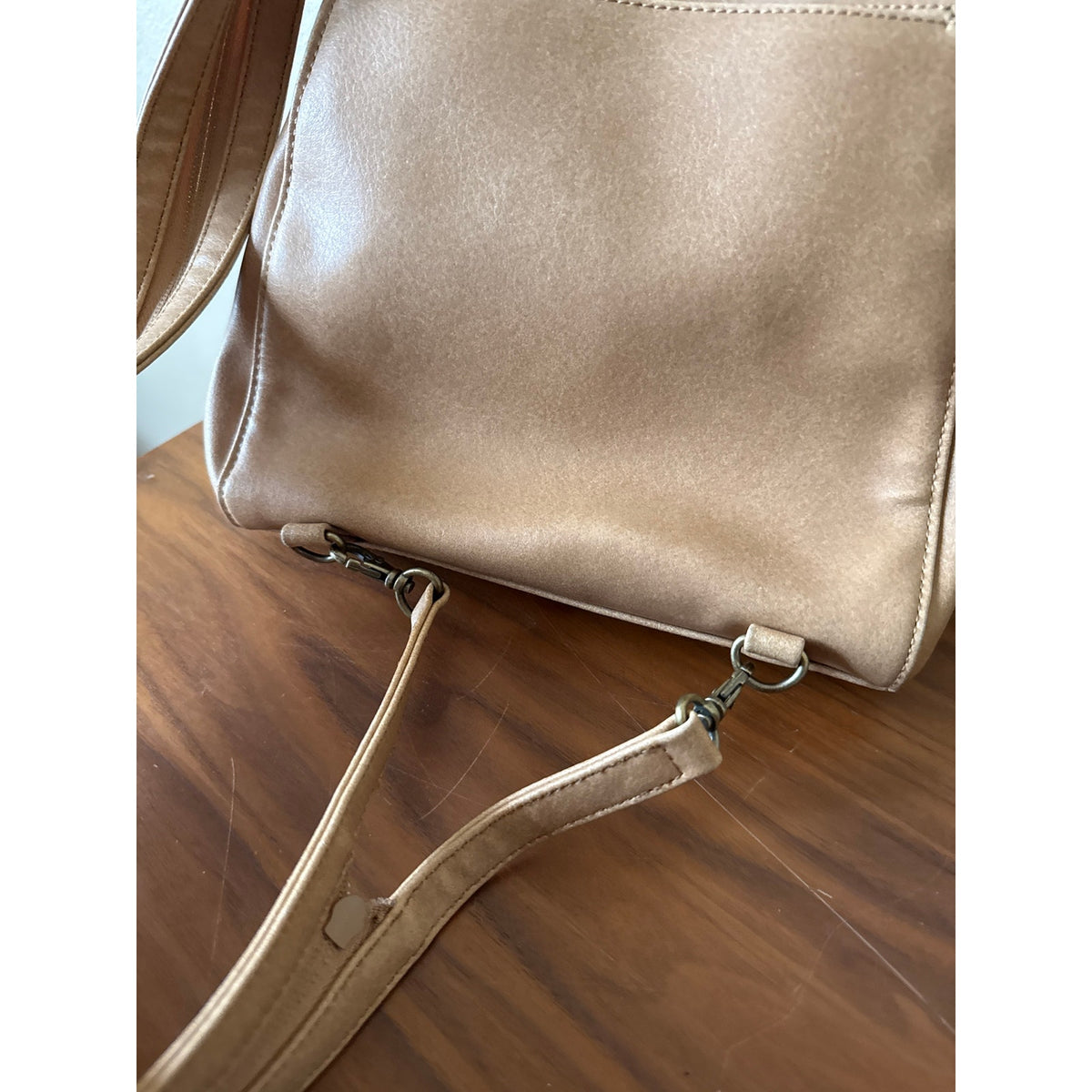 Y2K Vintage Nine and Company Tan Backpack Faux Leather Sling Bag