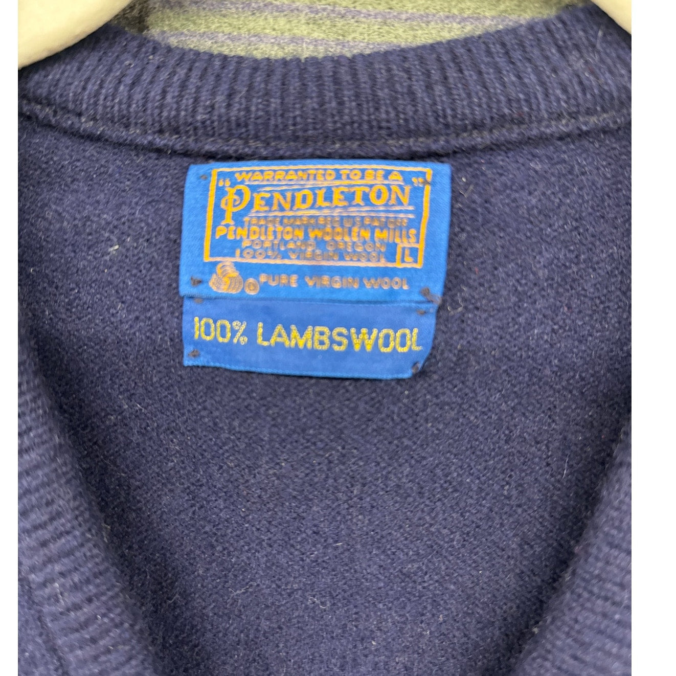 Pendleton Men's Navy Sweater Large Virgin Wool Winter Holiday