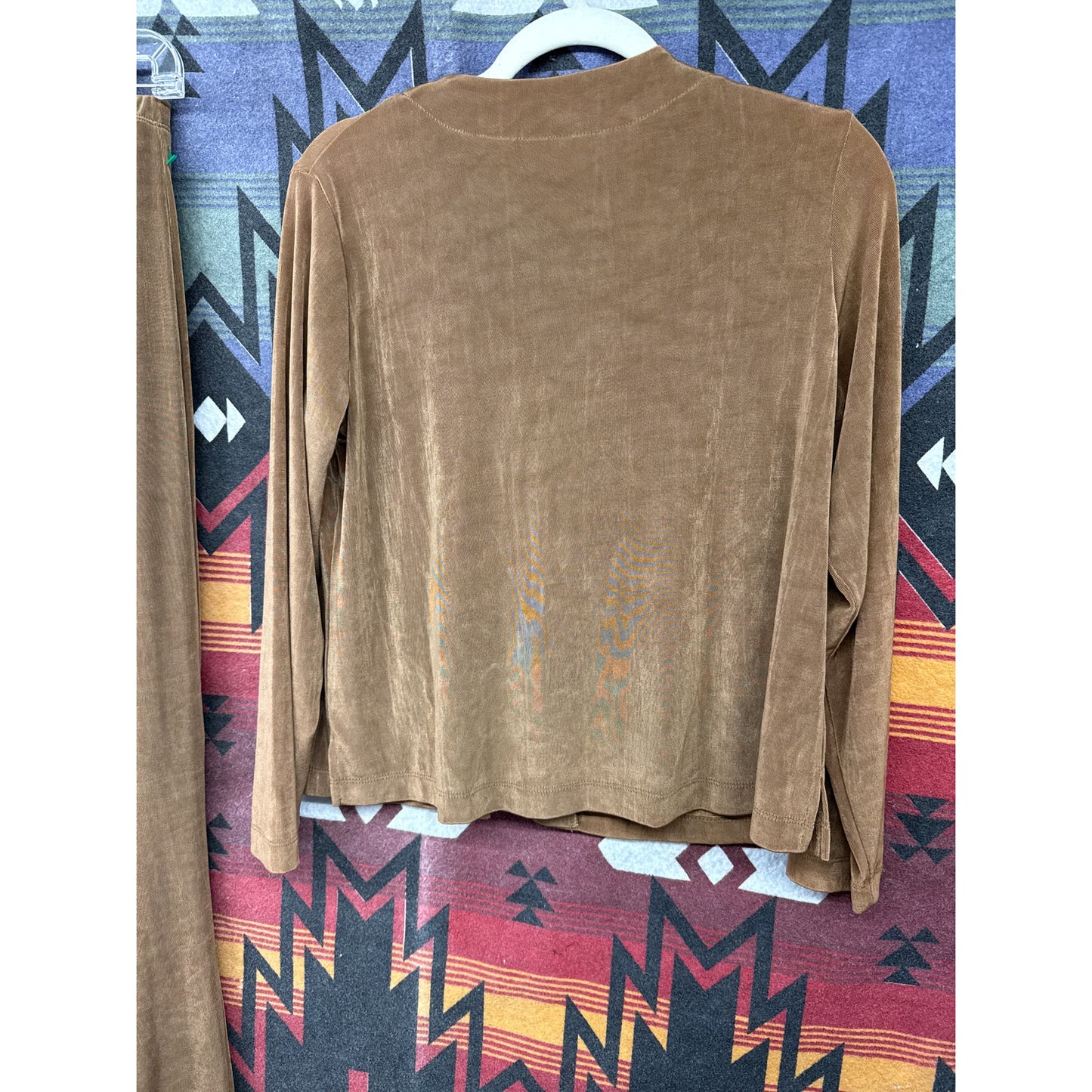 Laura Ashley Women's Pant Suit Set Spandex Stretchy Brown Y2K 90s Small Petite