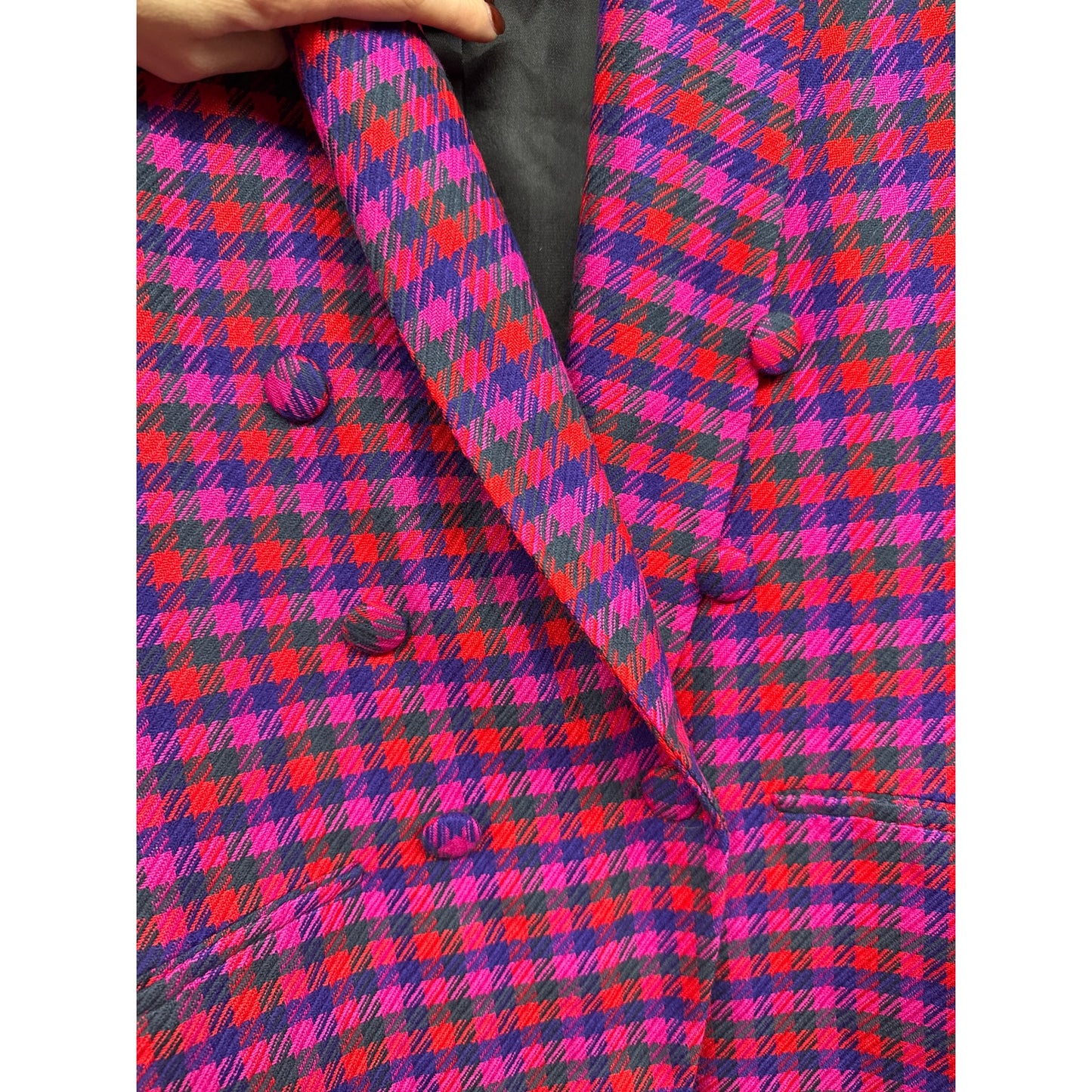 Evan Picone Women's Plus Size Blazer 12 Pink Plaid Professional Office Barbie