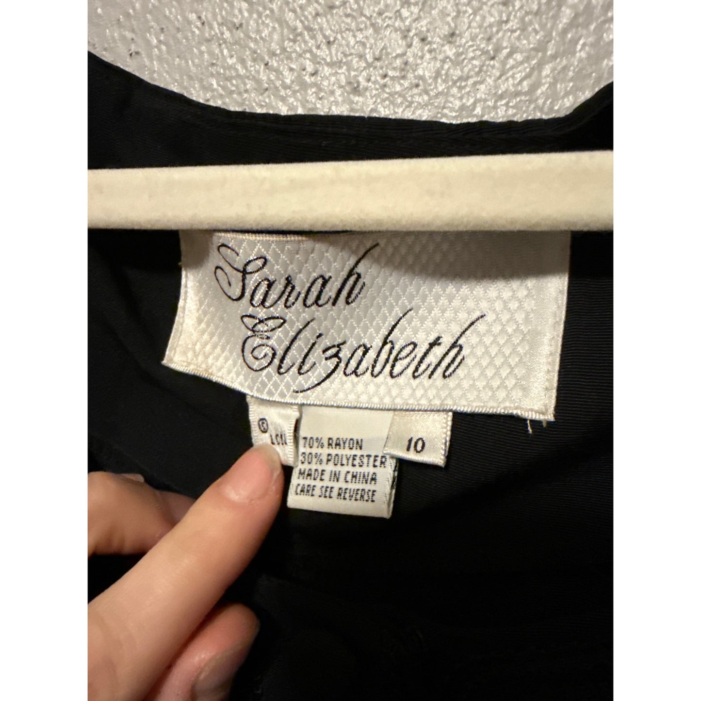 Sarah Elizabeth Black Peasant Embroidered Dress 10 Vintage Flowy Western Boho