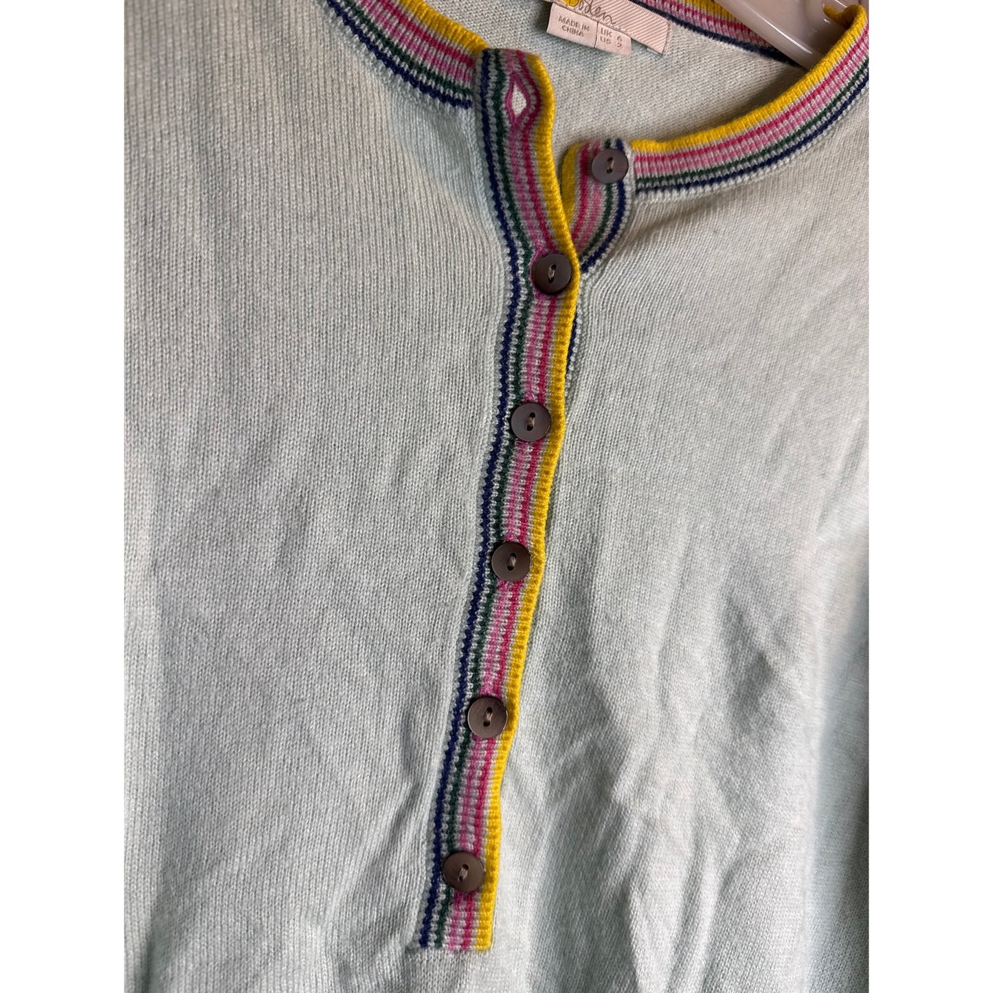 Boden Women's Sweater with Rainbow Details, Size 2, Wool and Kashmir