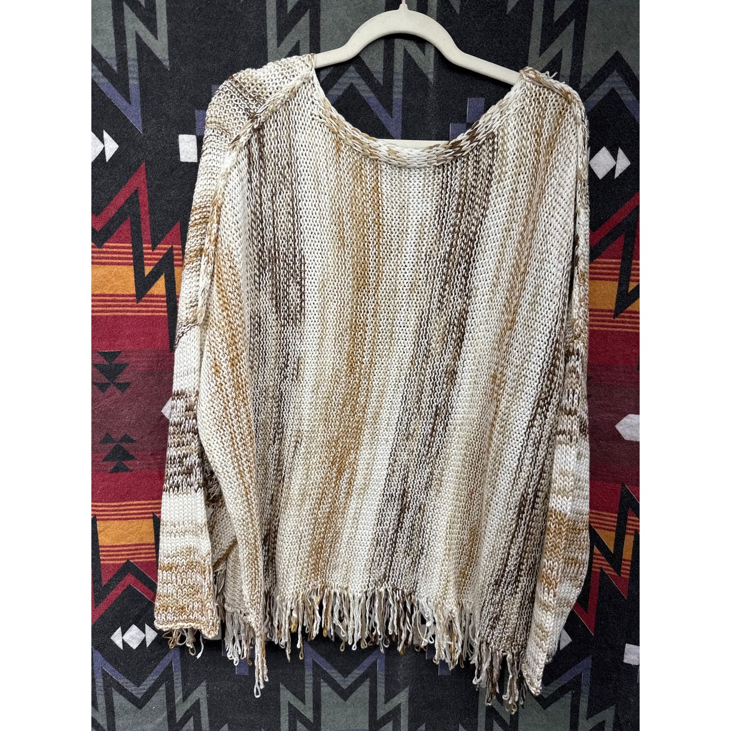 Laurie Felt Women's Baja Western Country Fringe Casual Luxury Sweater Medium L