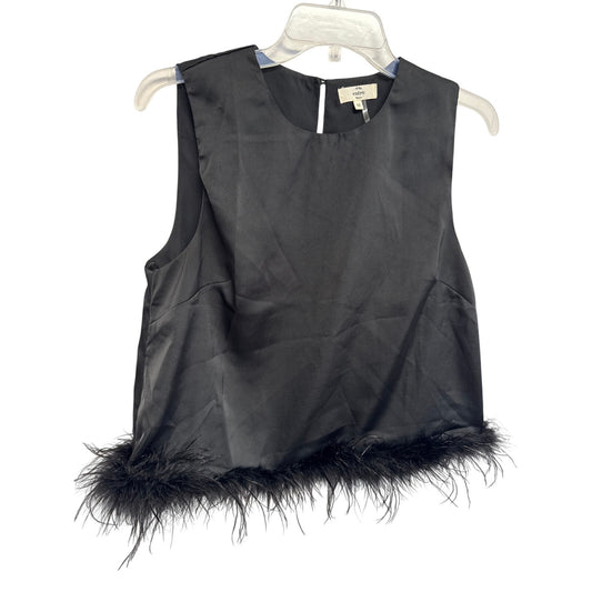 Centro Blouse Size Medium Sleeveless Black Feather Retro Vintage Sexy