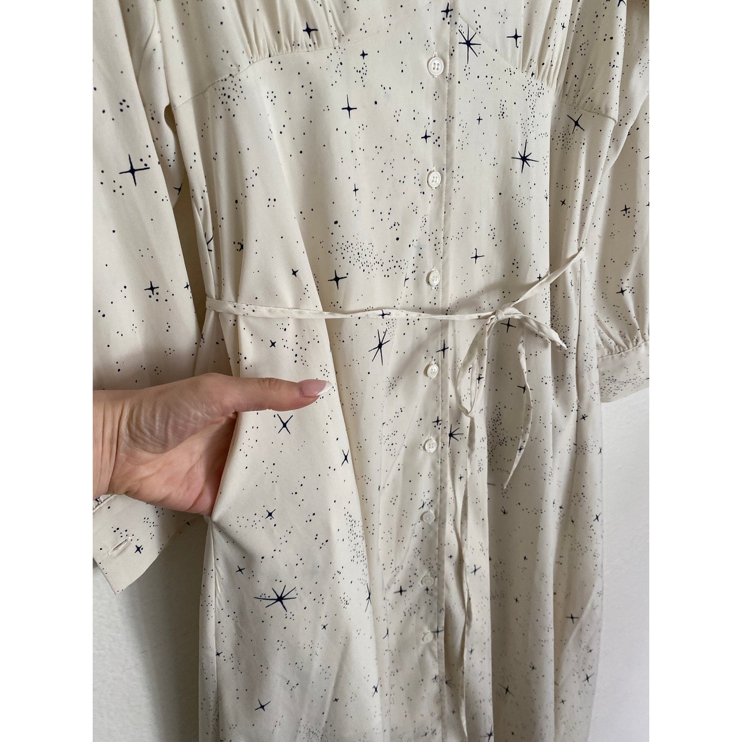Anthropologie Per Diem Mid Century Modern Star Dress White Professional Medium