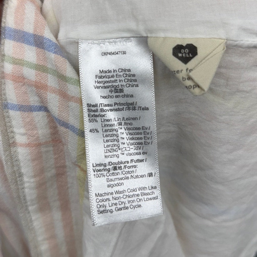 Madewell Women's Striped Rainbow Midi XXS Linen Dress Beach Vacation Resort Pink