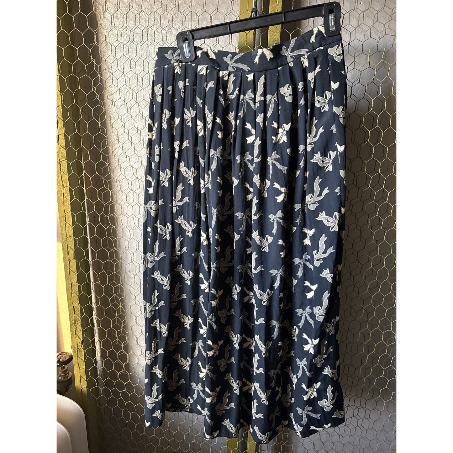 Vintage 70s Saks Fifth Avenue Navy Skirt Pleated Polka Dot Modest Girly Coquette