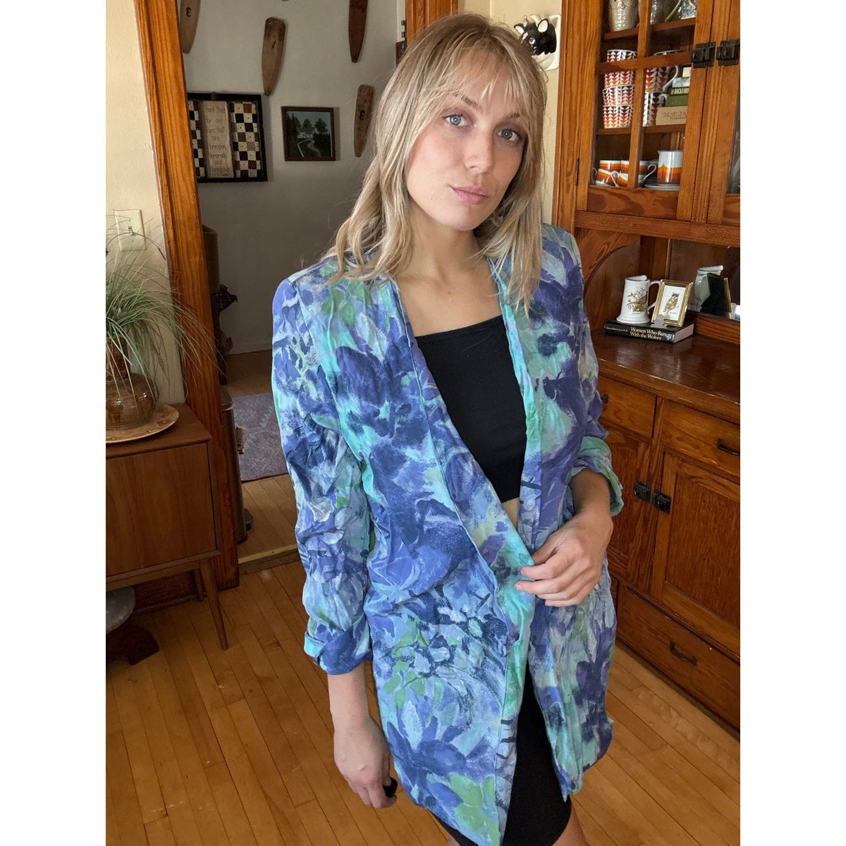 80s Blazer Professional 12 Studio 1 Floral Monet Shoulder Pads Pastel Jungle