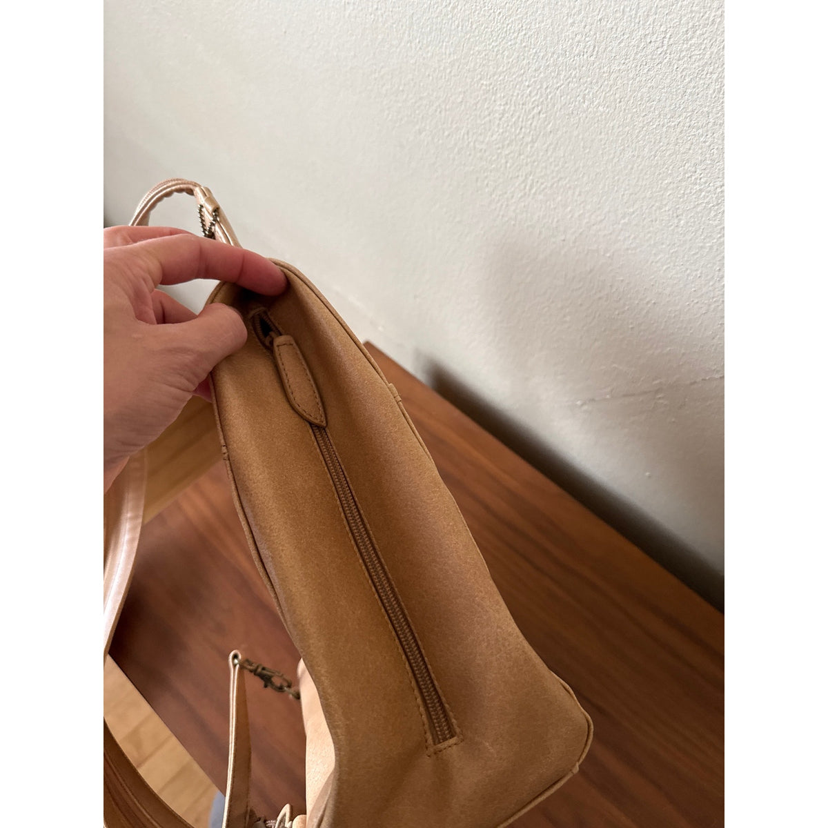 Y2K Vintage Nine and Company Tan Backpack Faux Leather Sling Bag