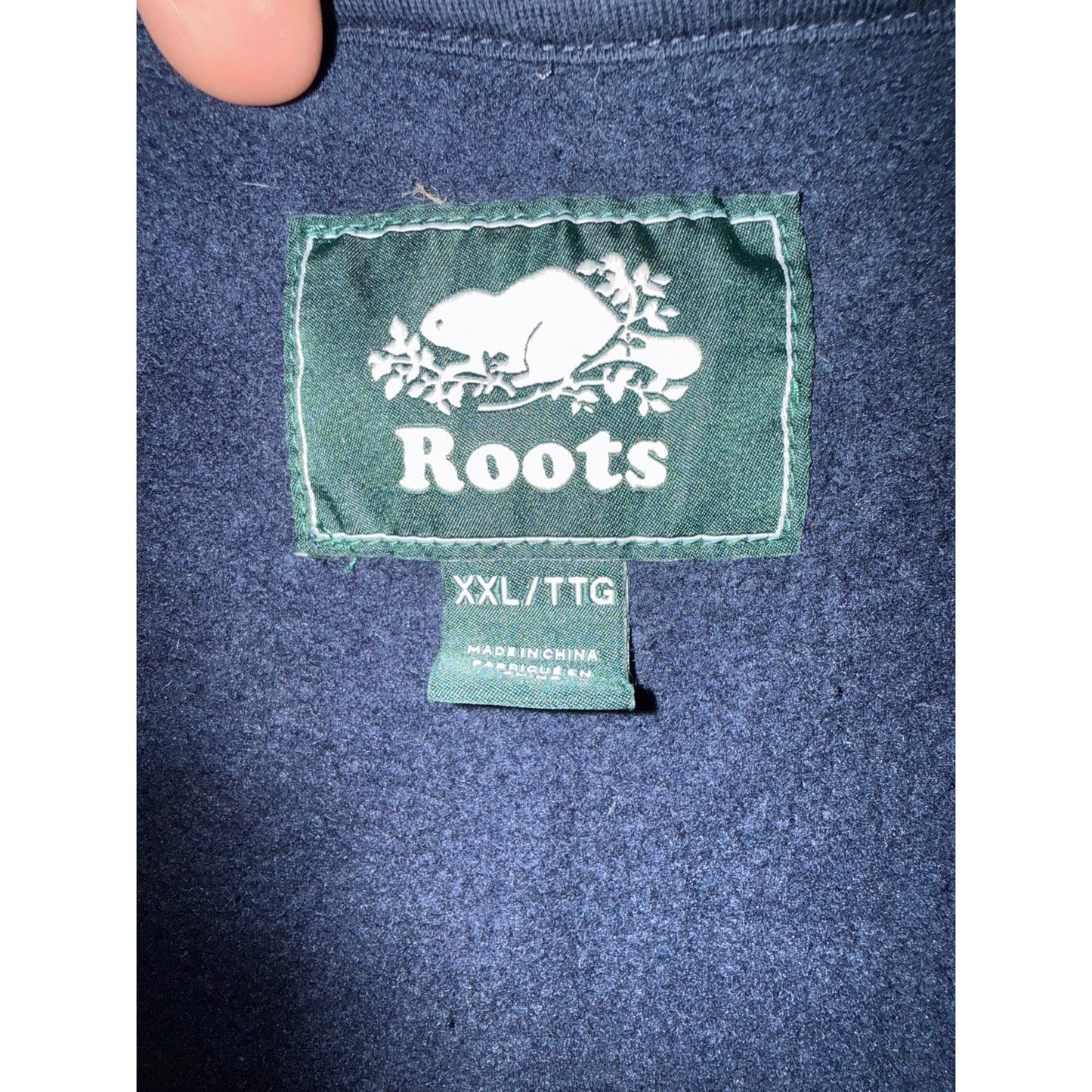 Navy Roots Quarter Zip Sweatshirt, Size 2XL