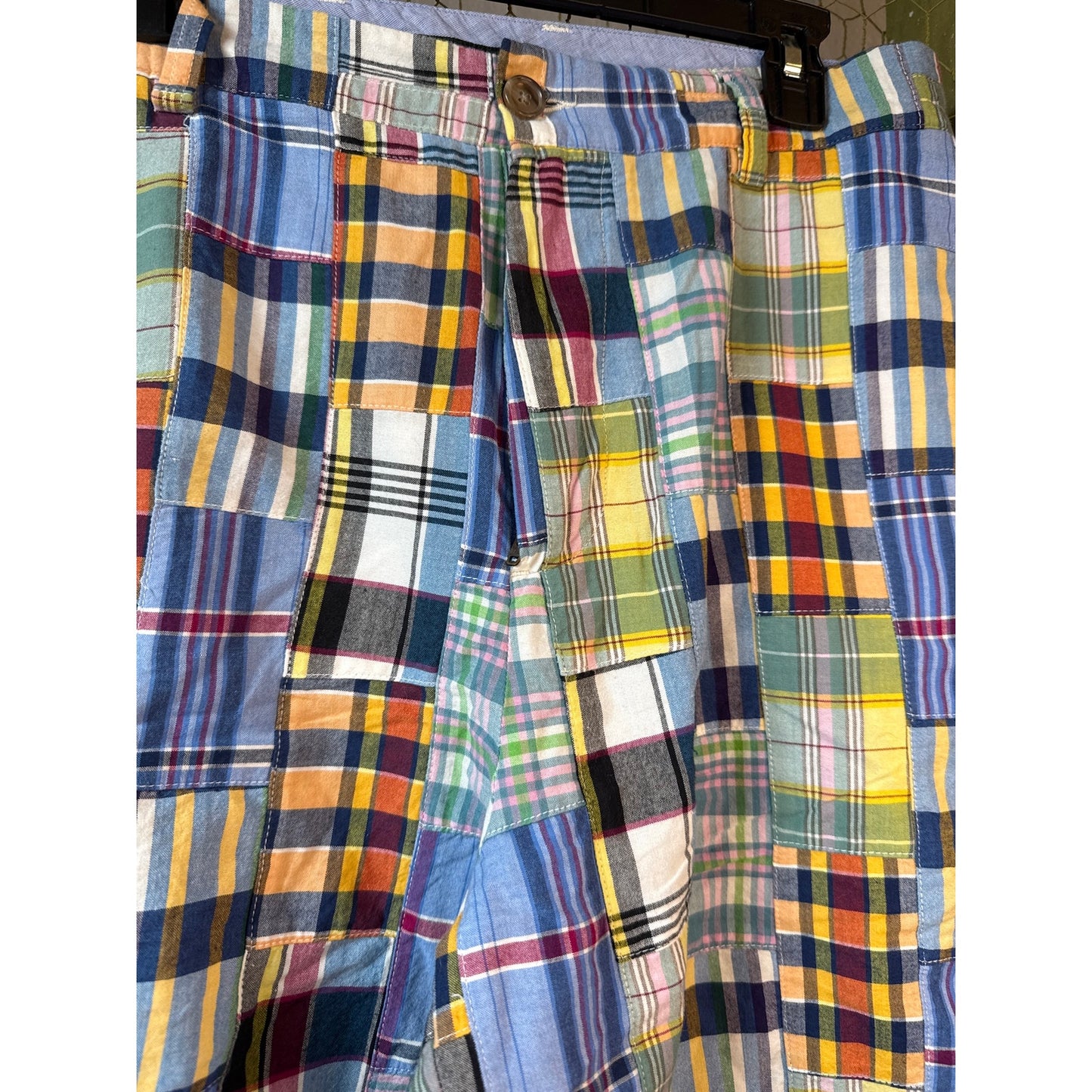 Men’s J.Crew Yacht Shorts Checkerboard Plaid Size 34 100% Cotton Summer Colorful