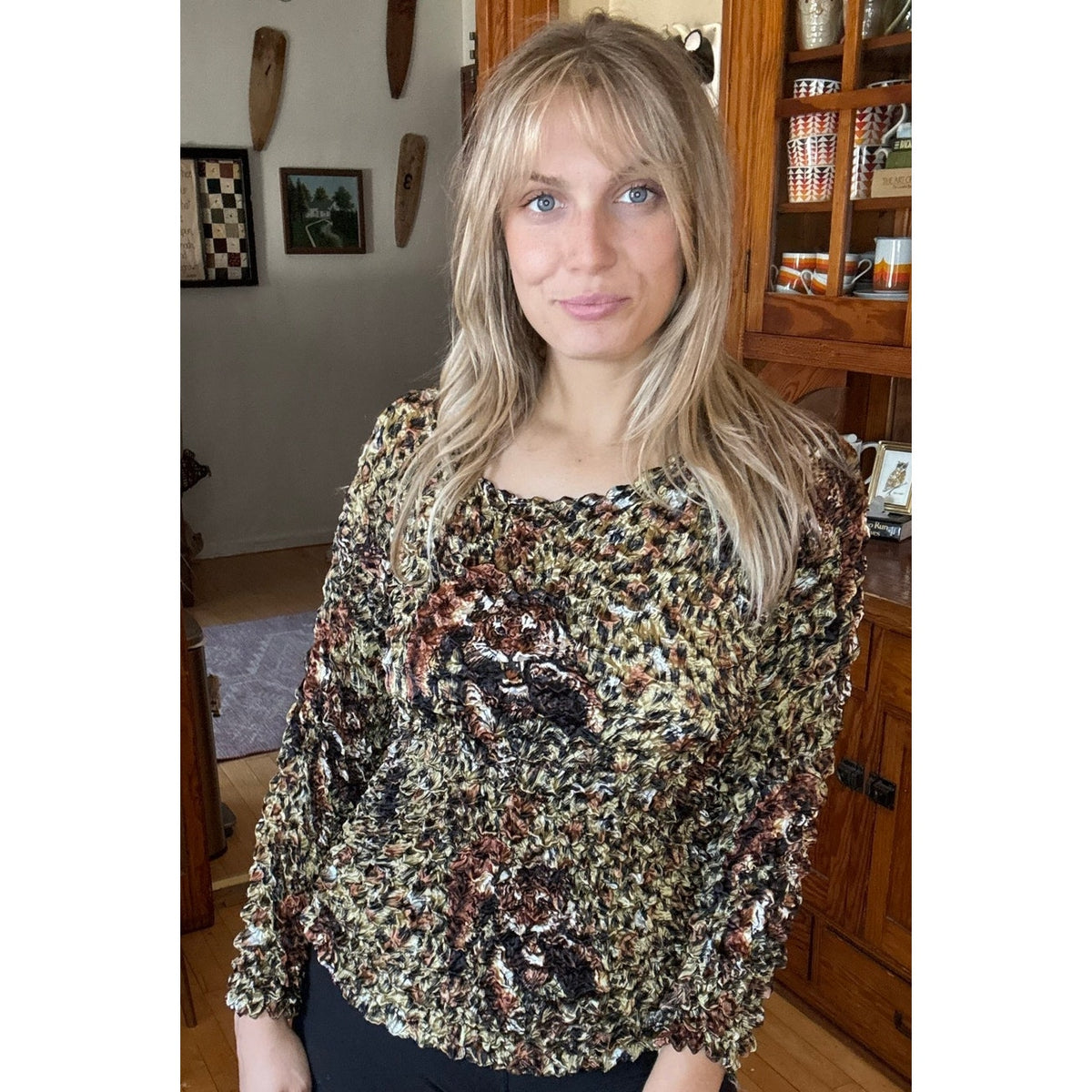 Y2K 90s Leopard Stretchy Blouse Mob Wife Flattering Sopranos Animal Cheetah