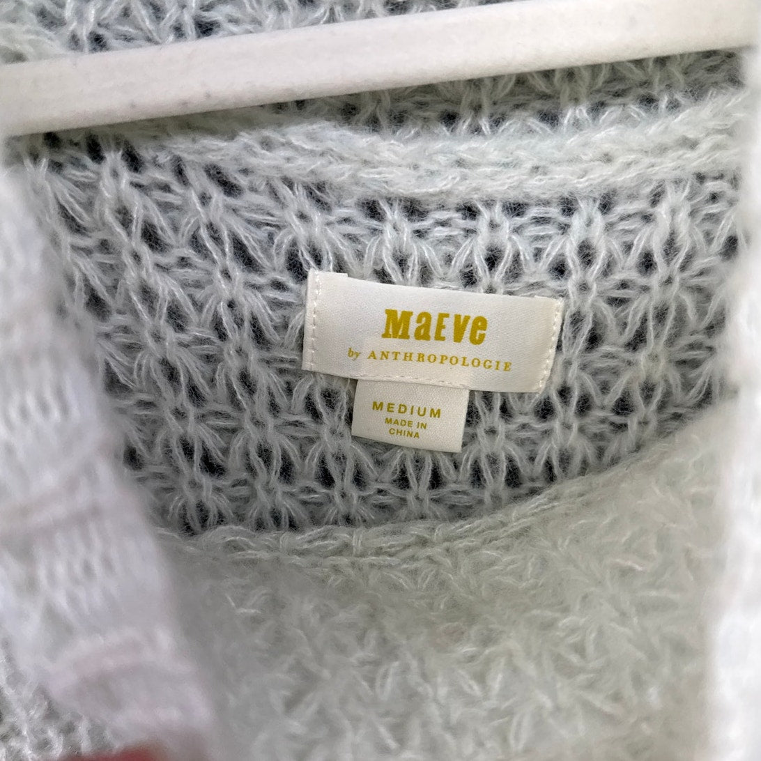 Anthropologie Maeve Wool Blend Dionne Bell Sleeve Sweater Mint Stretchy Medium