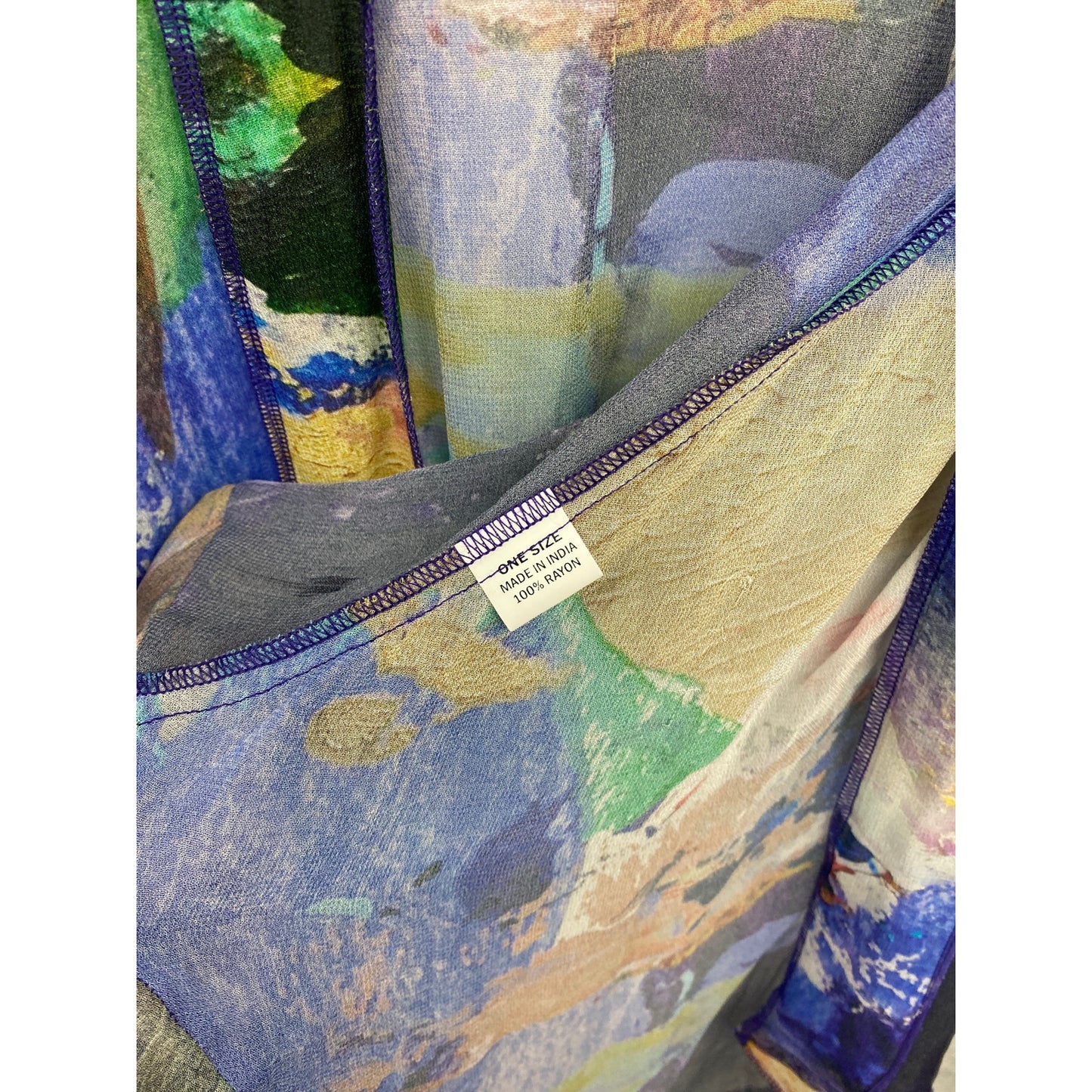 Sterling Styles Women's Artsilk Kimono Duster Handkerchief Flowy Watercolor