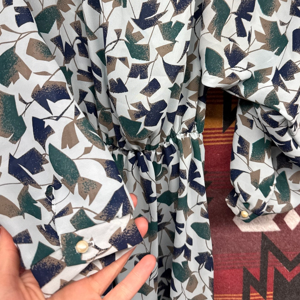 Moulin Rouge Women's Dress Vintage Sheer Leaves Art Camp 80s Trees Nature XL