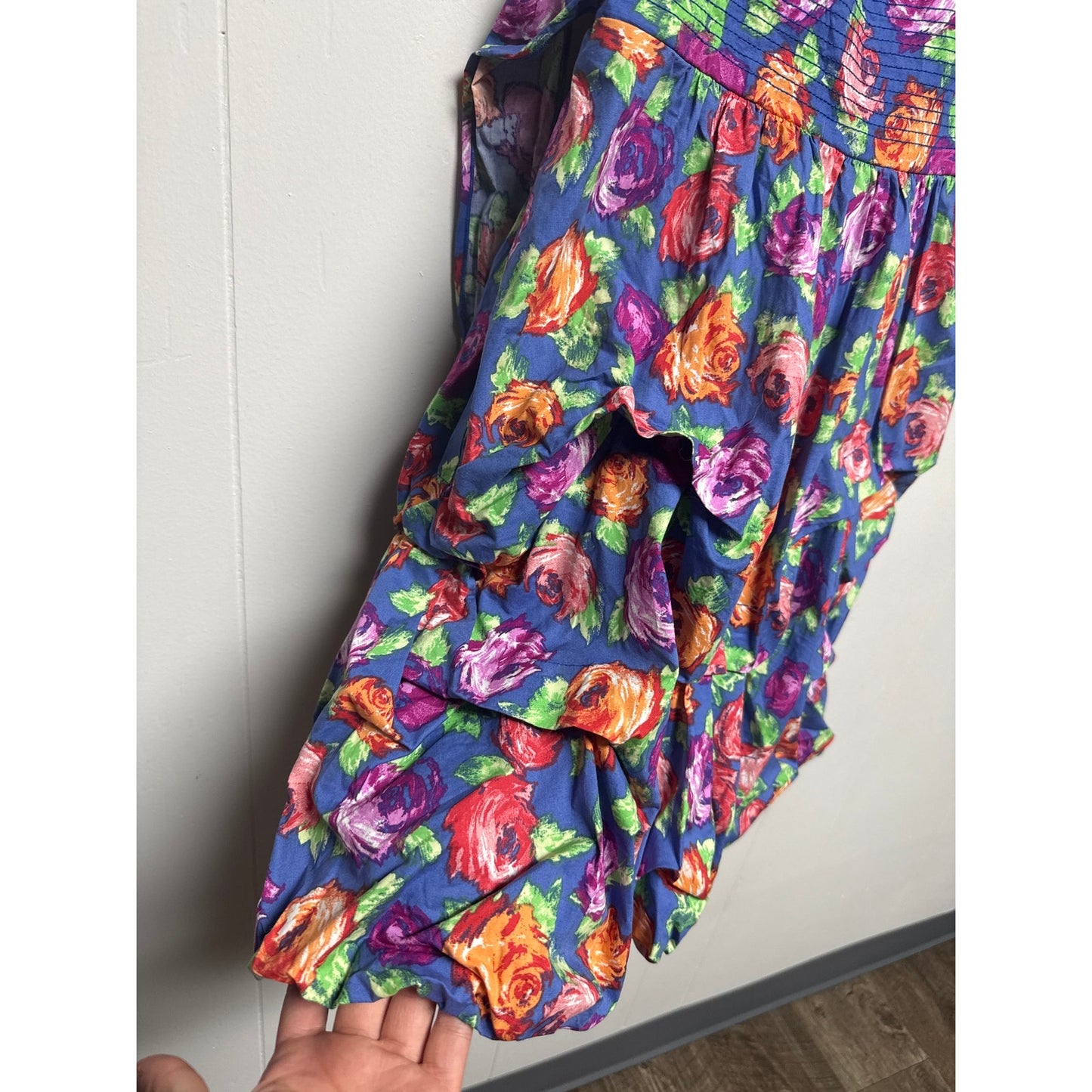 Preppy Y2K 90s Millennial Dress Size 8 Purple Orange Blue Bustle Cupcake Hem