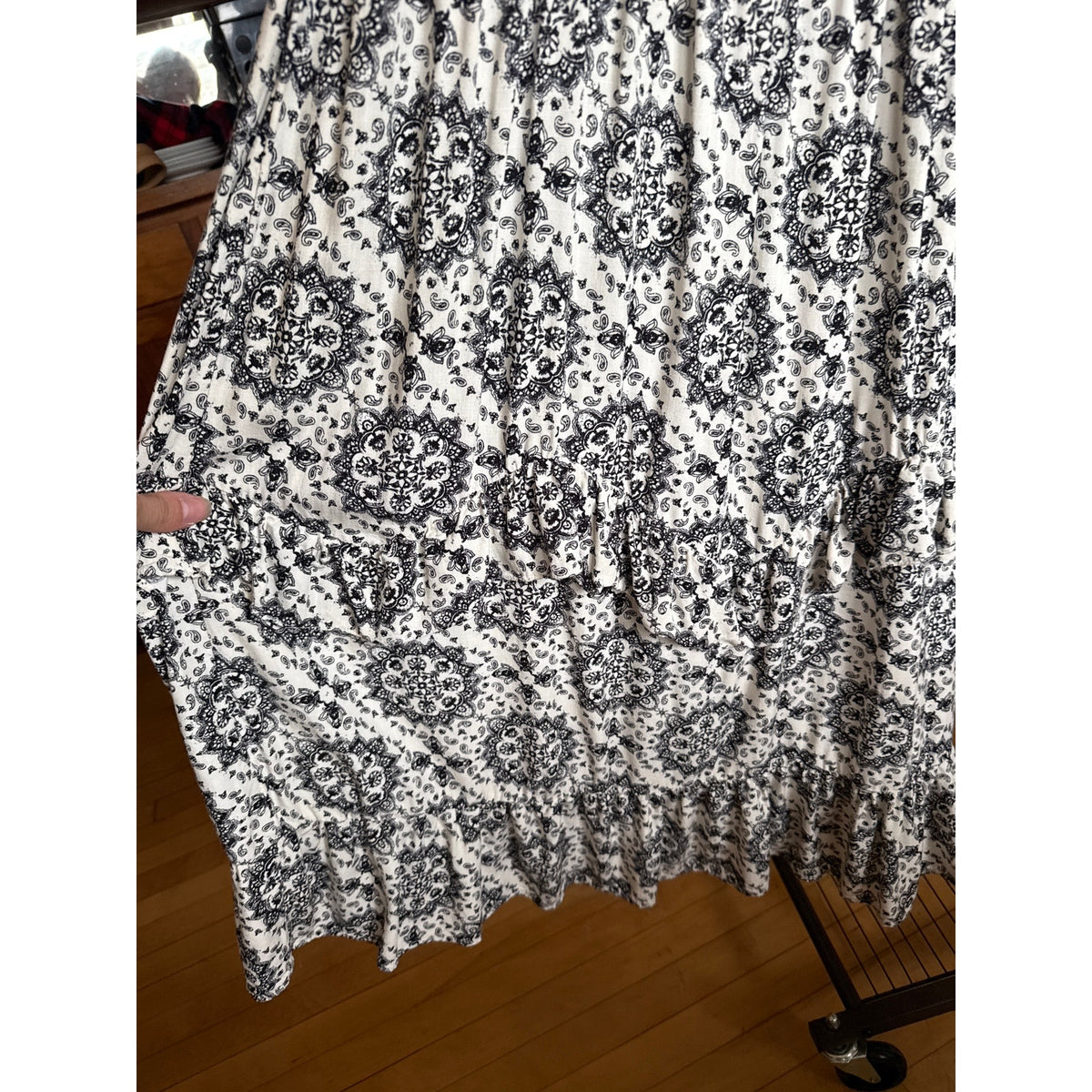Maurices Small Dress Cotton Black White Prairie Western Saloon Paris Sexy Rodeo