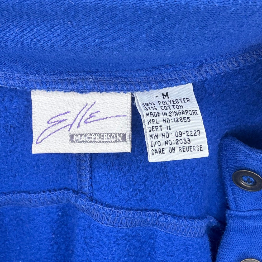 80s Vintage Elle Macpherson Blue Jumpsuit Medium Cozy Winter Pajamas Layer