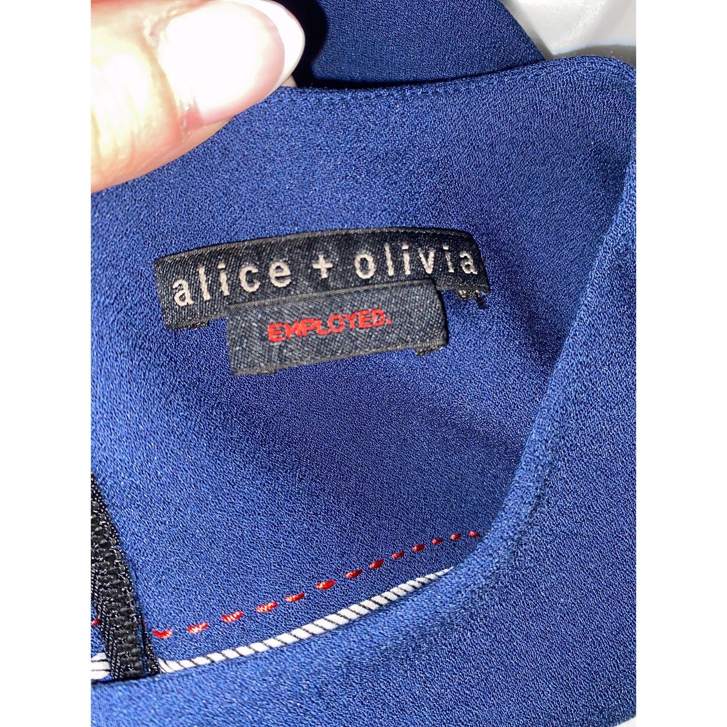 Alice + Olivia Women's Office Siren Navy Pleated Ruffle Thigh Length Small